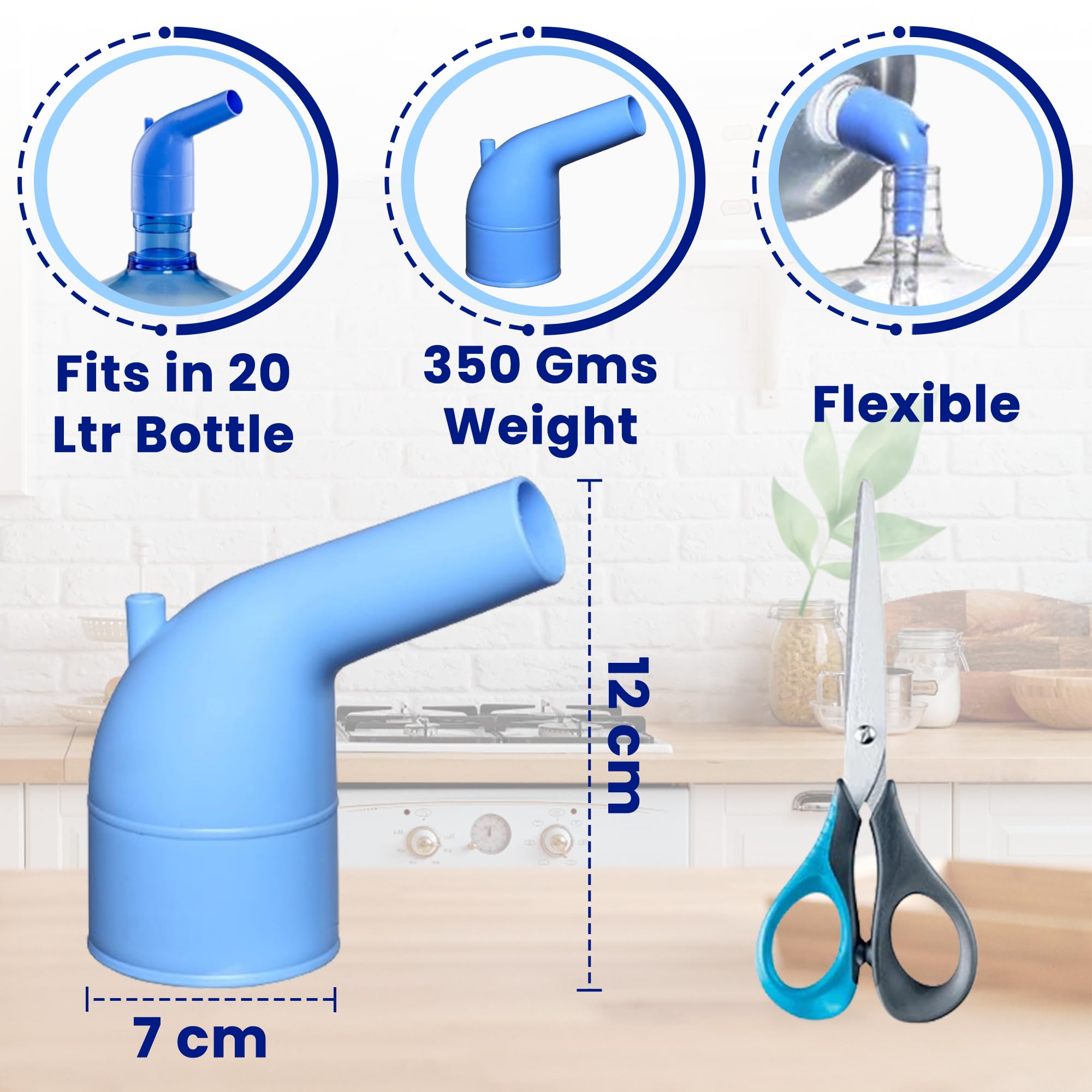 Blue Rain Smart Kitchen Funnel - Flexible Plastic Funnel for 20L Water Bottles & Small Containers | Durable, Easy-to-Use Kitchen Gadget for Cooking, Baking, and Liquid Transfer