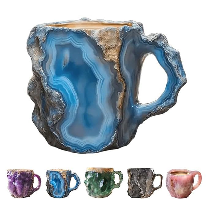 2024 Elegant Luxury Mineral Crystal Coffee Mug - Blue A | Durable & Stylish Crystal Coffee Cup for Home, Office, or Gift | Perfect for Hot & Cold Beverages, Tea, Espresso, and Daily Use
