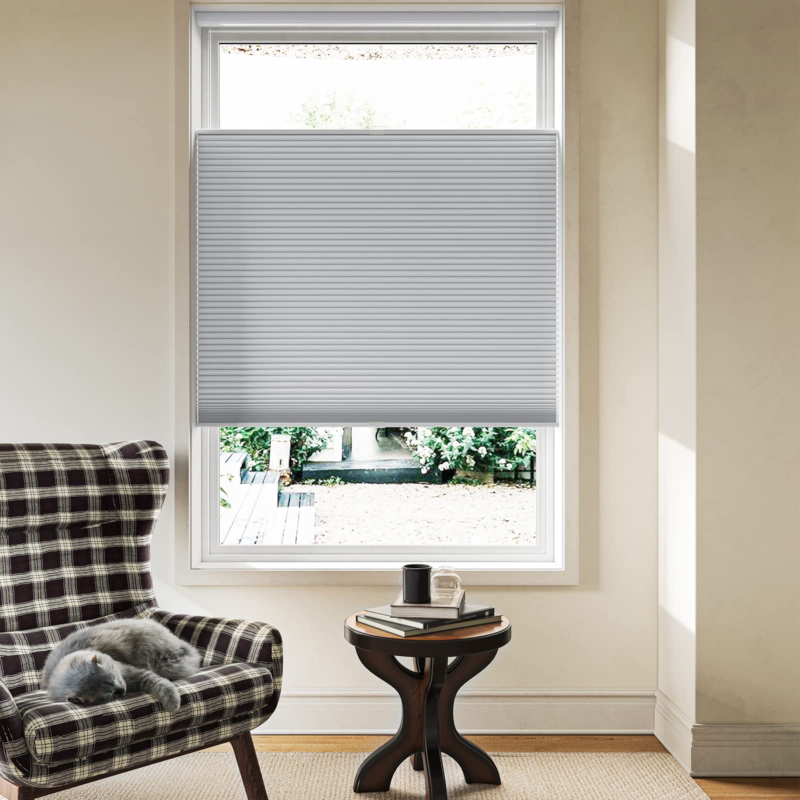 Custom Cut Blackout Cellular Shades - Cordless Top Down Bottom Up Window Blinds for Noise Reduction | Perfect for Bedroom, Kitchen, Office (Grey, 39