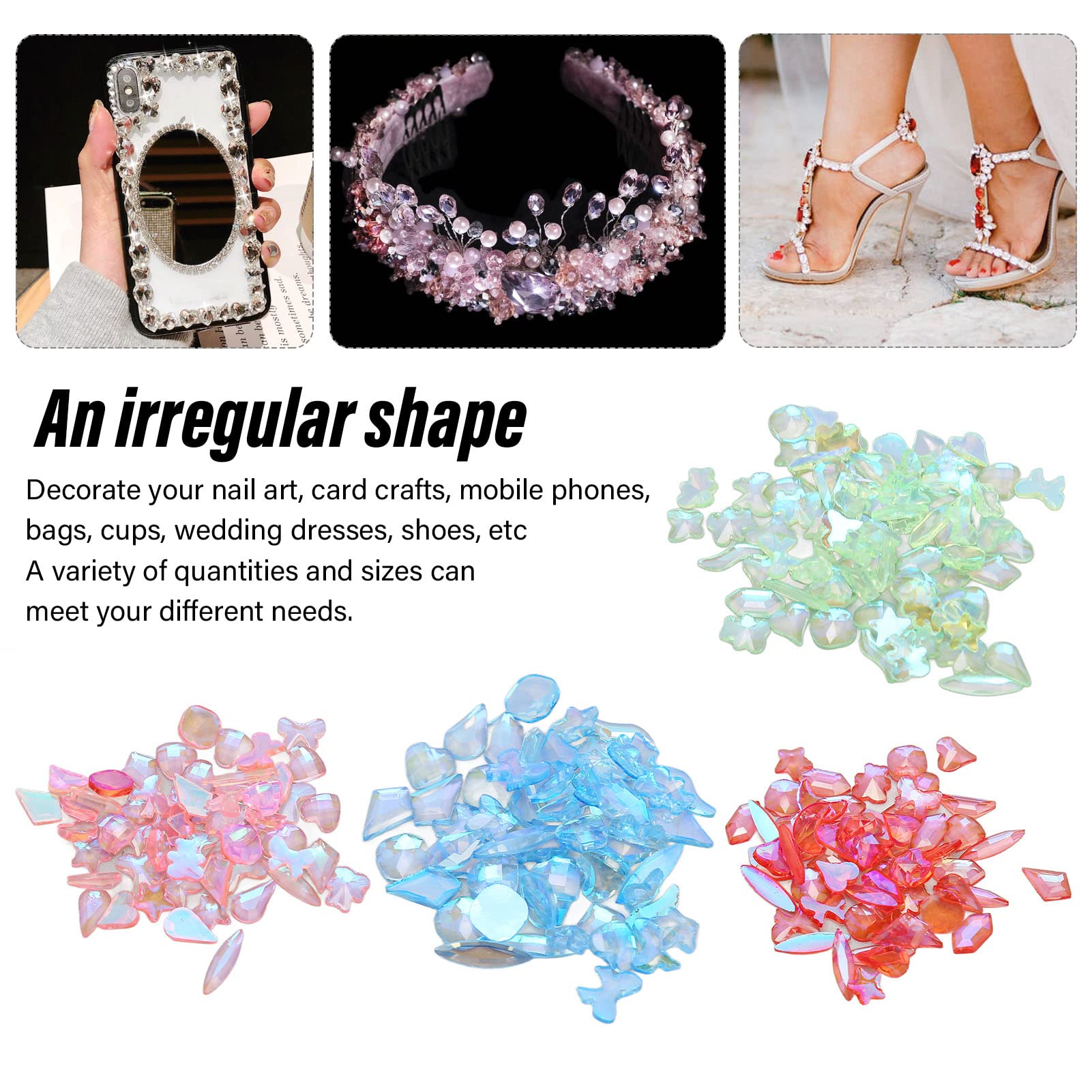 Rhinestones for Nails - Multi-Shape Glitter Gems for Pens, DIY Nail Art, Jewelry Making & Craft Projects