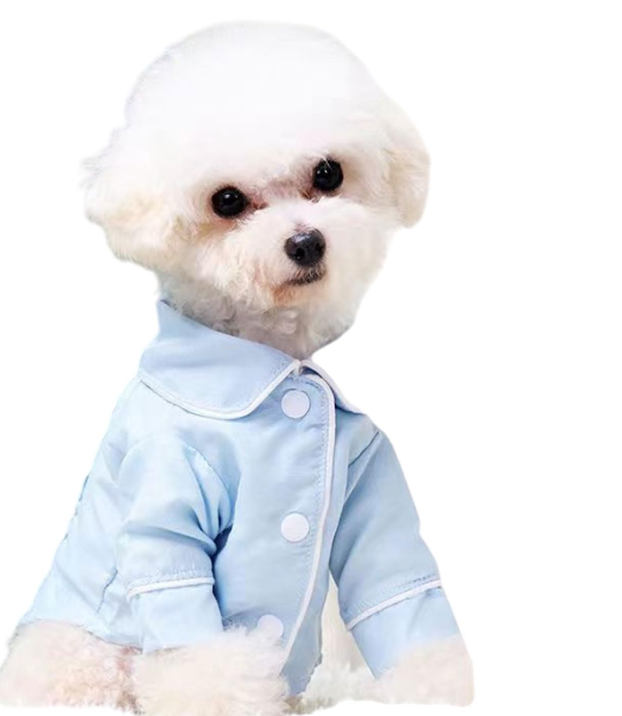 Soft Silk Dog Pajamas for Small Dogs - Breathable Summer Pjs & Loungewear for Puppies, French Bulldogs, Cats (Blue, Size M) | Perfect for Indoor Relaxation, Pet Photo Shoots & Cozy Nights