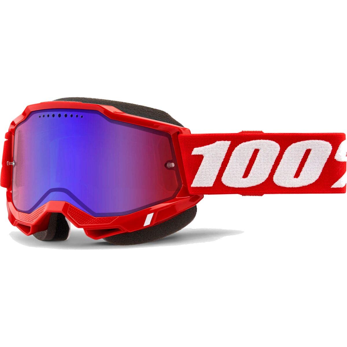 **Accuri 2 Snowmobile Anti-Fog Goggles - 100% UV Protection, Powersport Racing Safety Eyewear with Mirror Red/Blue Lens (Red Frame) - Ideal for Snowmobiling, Skiing & Motorcycle Riding**