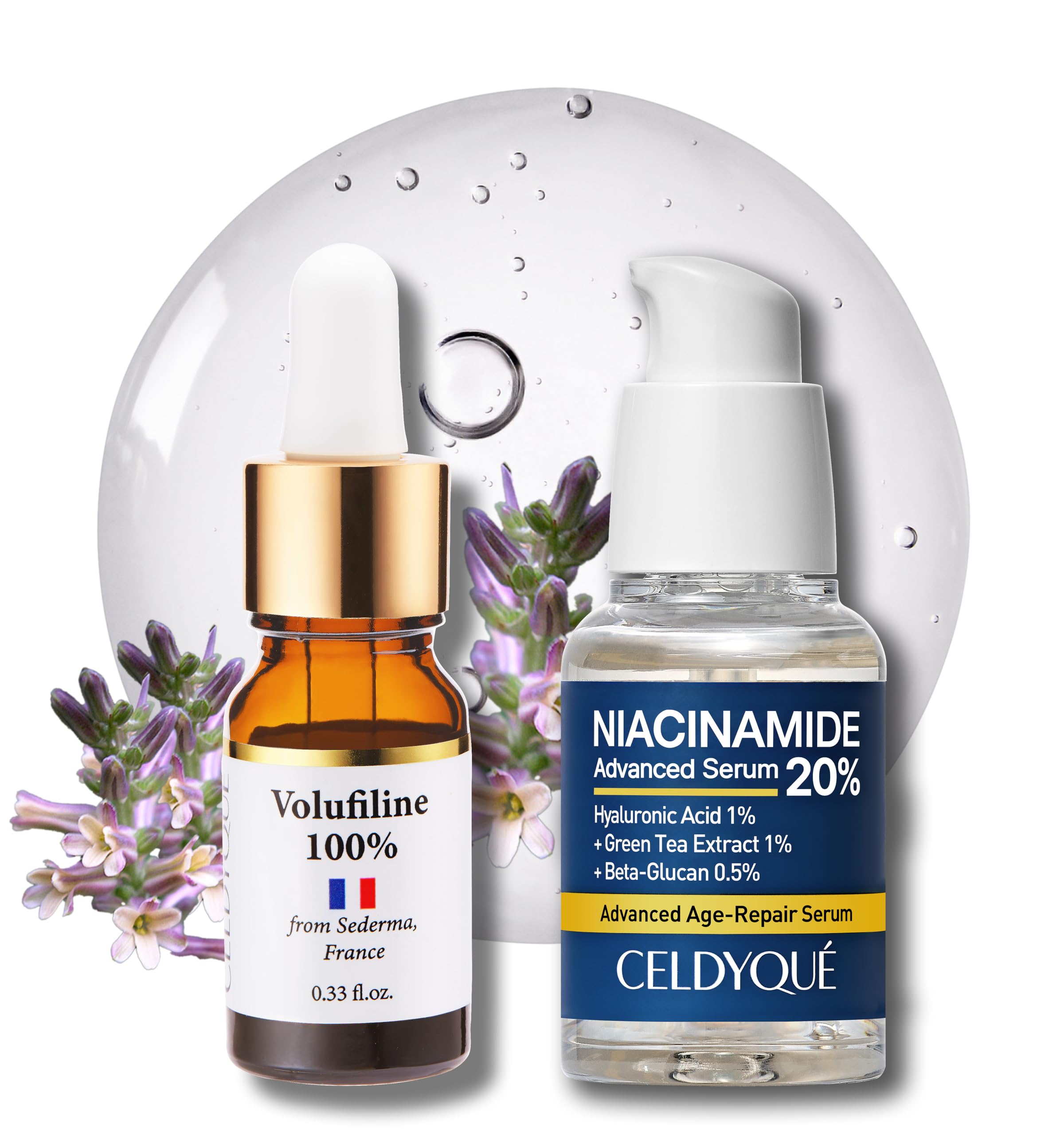 Volufiline & Niacinamide Serum Bundle - 100% Pure Volufiline for Skin Firming + 20% Niacinamide for Pore Minimizing & Brightening - Anti-Wrinkle, Collagen Boosting Korean Skincare Set for Even Skin Tone | Perfect for Daily Anti-Aging Routine & Nighttime Skin Repair