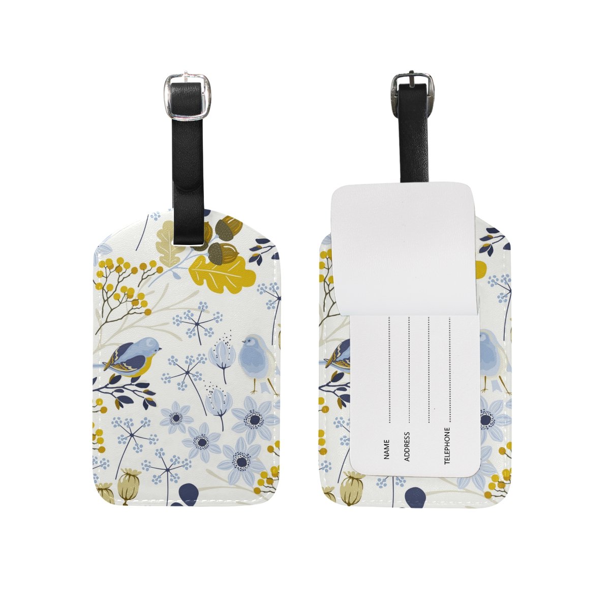 Vintage Floral Birds Luggage Tags - U LIFE Travel Baggage ID Tags for Suitcases, Backpacks & Carry-Ons - Perfect for Airports, Vacations & Business Trips