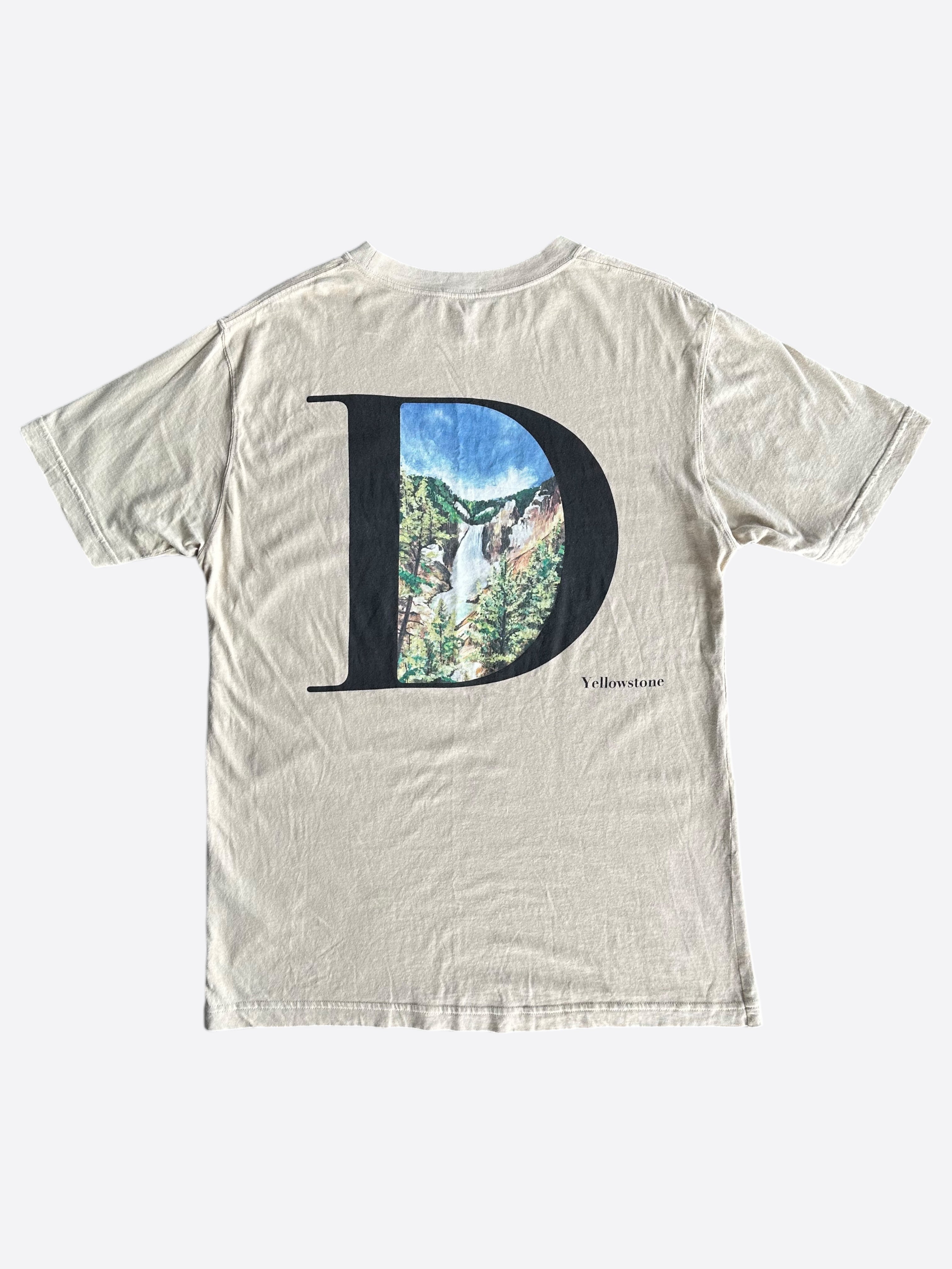 Dior Jack Kerouac Yellowstone T-Shirt with D Logo - Classic Tan Cotton Tee for Men | Casual Wear, Street Style & Fashion Outfits