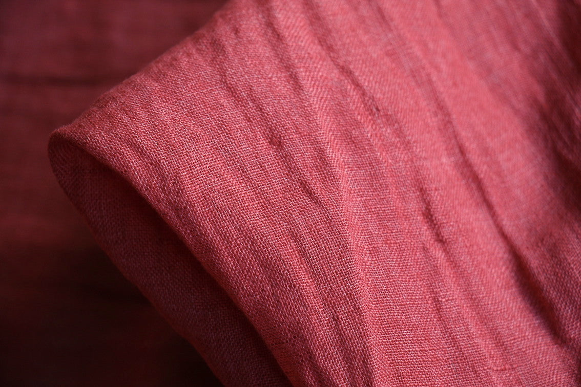 City Red Washed Linen Gauze Fabric - Soft & Breathable Material for Dresses, Curtains & DIY Crafts