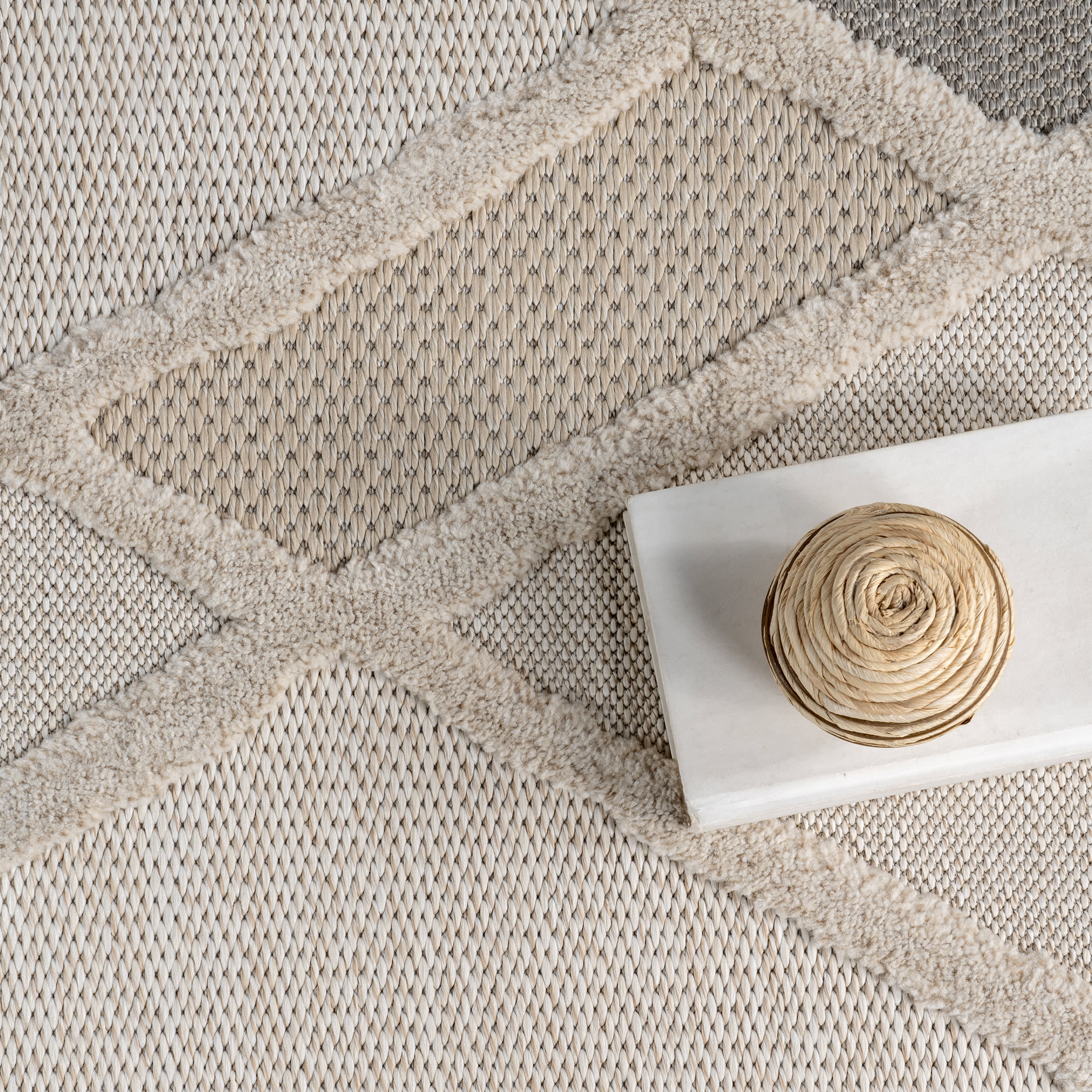 Chantal Trellis Area Rug - Ivory Handwoven Cotton Rug for Living Room, Bedroom & Dining Room Decor | Soft & Durable Home Floor Mat
