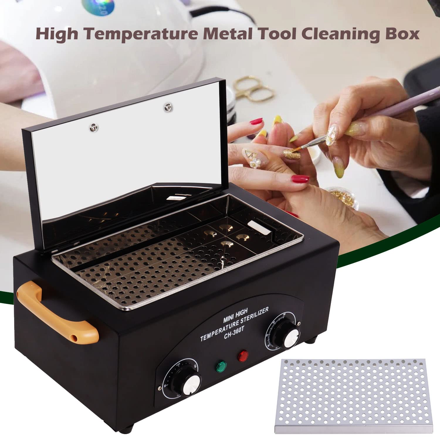 Professional 2L High-Temperature Sterilizer for Nail Tools & Tattoo Equipment - Dry Heat Sanitizer with Timer for Salon, Spa, Barber Shop - Multi-Functional Metal Cleaning for Manicure & Jewelry (Black) | Perfect for Sanitizing Nail Clippers, Tattoo Needles & Earrings