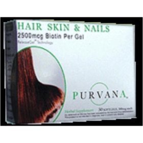 Purvana Hair, Skin & Nails Supplement - Biotin Collagen for Stronger Hair Growth, Healthy Skin & Nail Care - Perfect for Women & Men's Beauty Routine, Post-Pregnancy & Daily Wellness Support