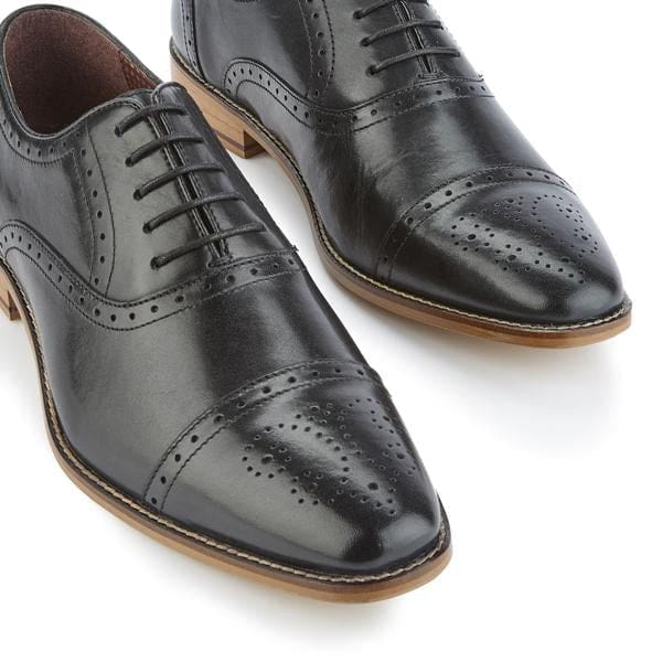 Premium Black London Brogue Arthur Oxford Men's Shoes - Classic Formal & Business Wear for Office, Weddings & Special Occasions