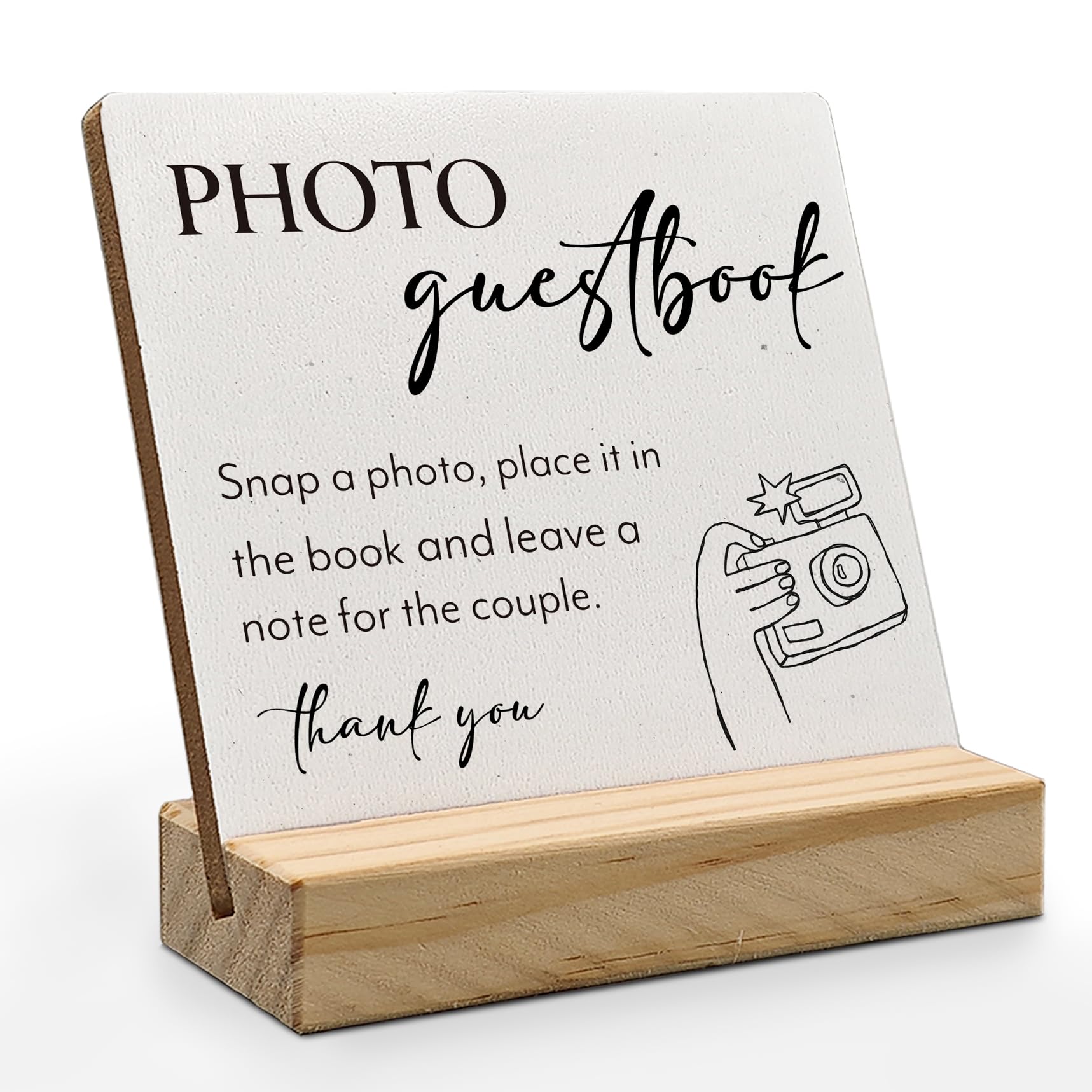 Elegant Wooden Wedding Guest Book Sign with Stand - Rustic Wedding Guestbook Plaque for Reception Decor - Perfect for Photo Guestbook & Wedding Guest Signing Table