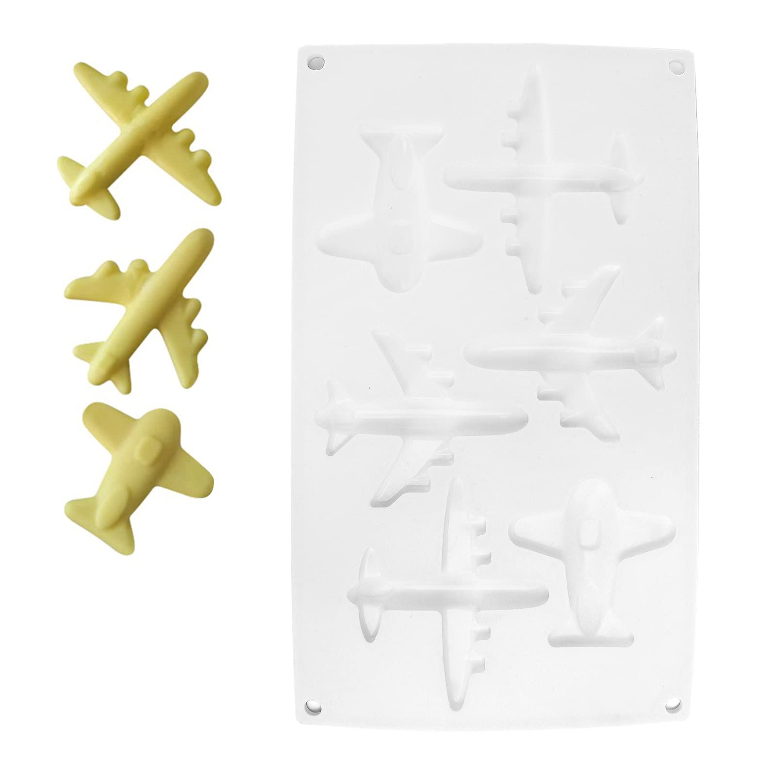 6-Cavity Airplane Silicone Mold for Fondant, Chocolate & Mousse - Perfect for DIY Cake Decorating, Baking Supplies & Sugarcraft - Ideal for Birthday Parties, Baby Showers & Aviation-Themed Desserts