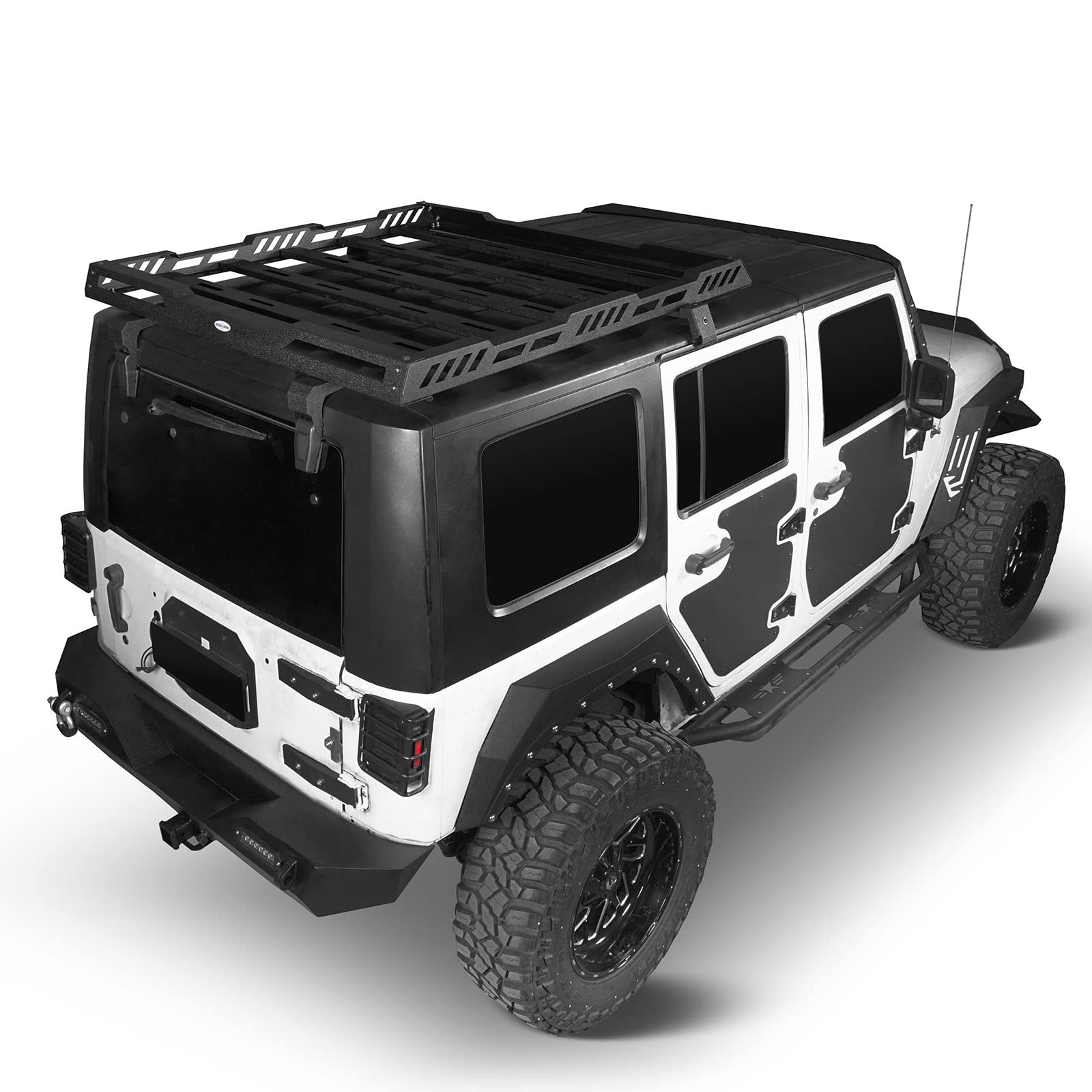 Hooke Road Heavy Duty Roof Rack Cargo Basket for 2007-2018 Jeep Wrangler JK Unlimited 4-Door | Durable Aluminum Luggage Carrier | Perfect for Camping, Off-Road Adventures & Outdoor Gear Storage