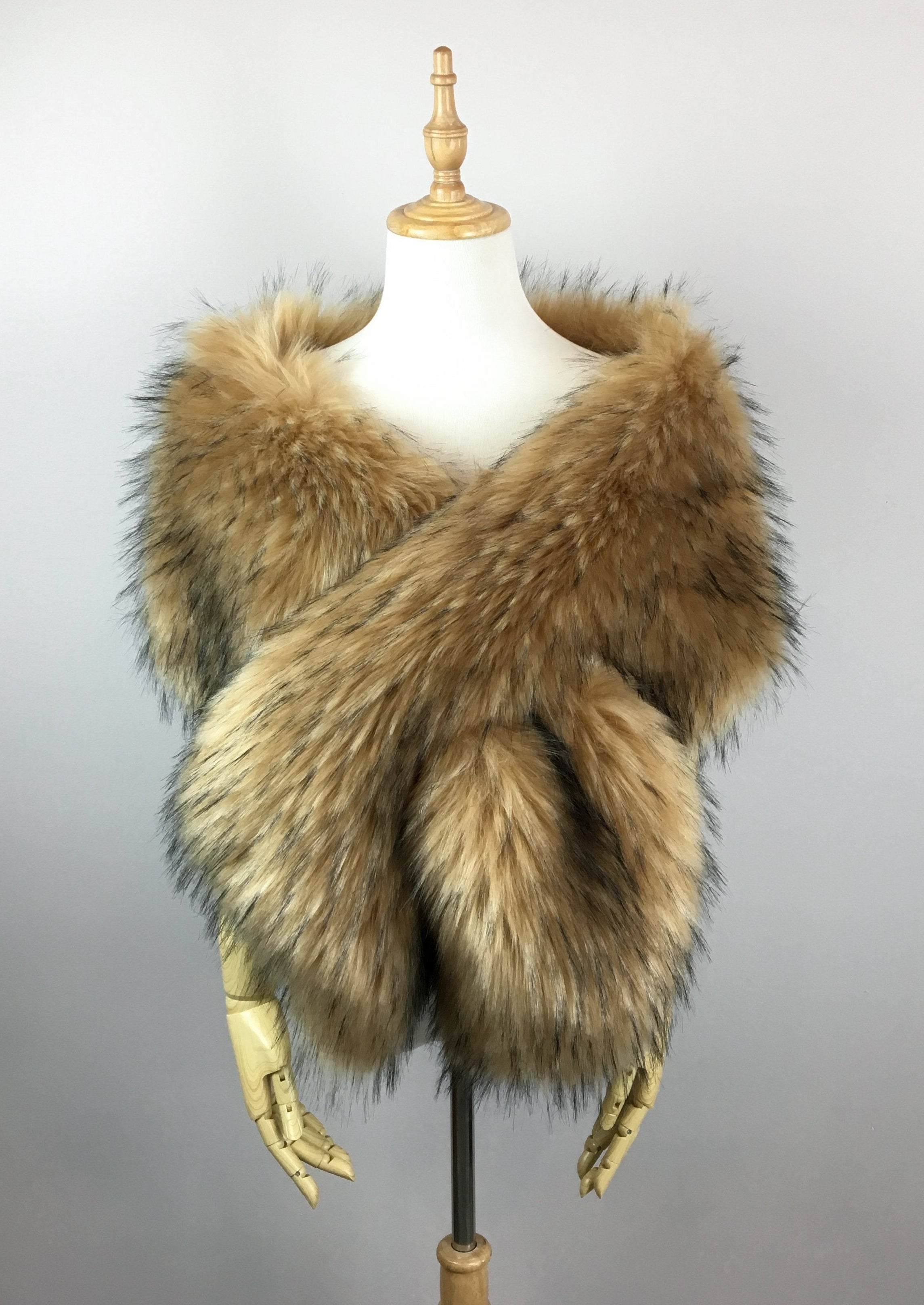 Luxury Brown Fur Shawl Wrap - Soft & Warm Winter Accessory (Lilian LBrw02) for Women - Perfect for Evening Parties, Weddings & Cold Weather Fashion