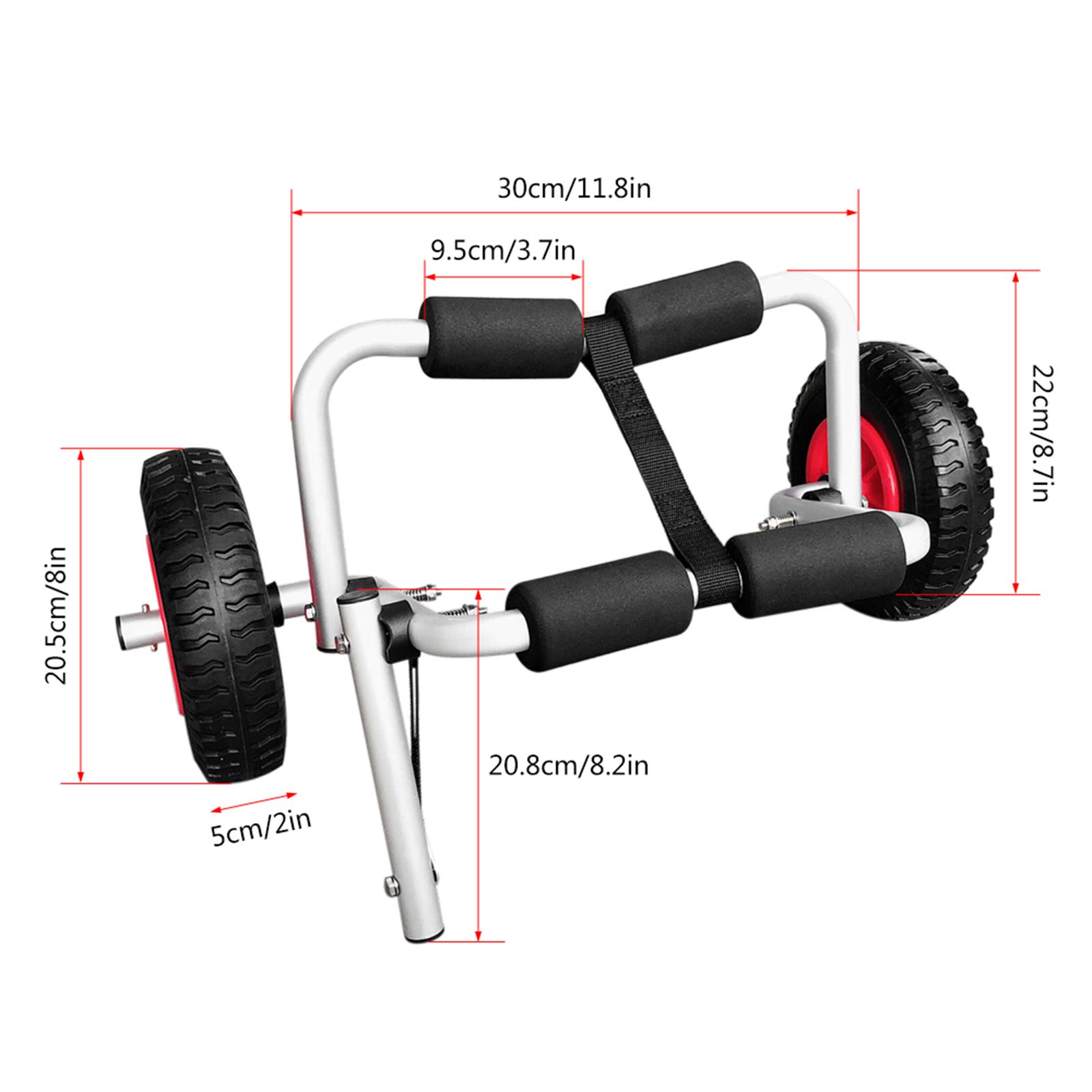 Heavy Duty 80KG Capacity Foldable Kayak Cart with Wheels - Portable Canoe Dolly Trailer for Easy Boat Transport - Perfect for Kayaking, Canoeing & Outdoor Water Sports Adventures