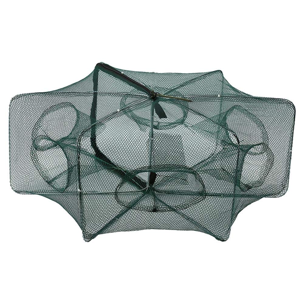 Foldable Fishing Net Trap with 6/12 Holes - Automatic Shrimp & Crab Catcher, Nylon Collapsible Fish Trap for Freshwater & Saltwater Fishing - Perfect for Camping, Boating, and Outdoor Adventures (6 Holes)