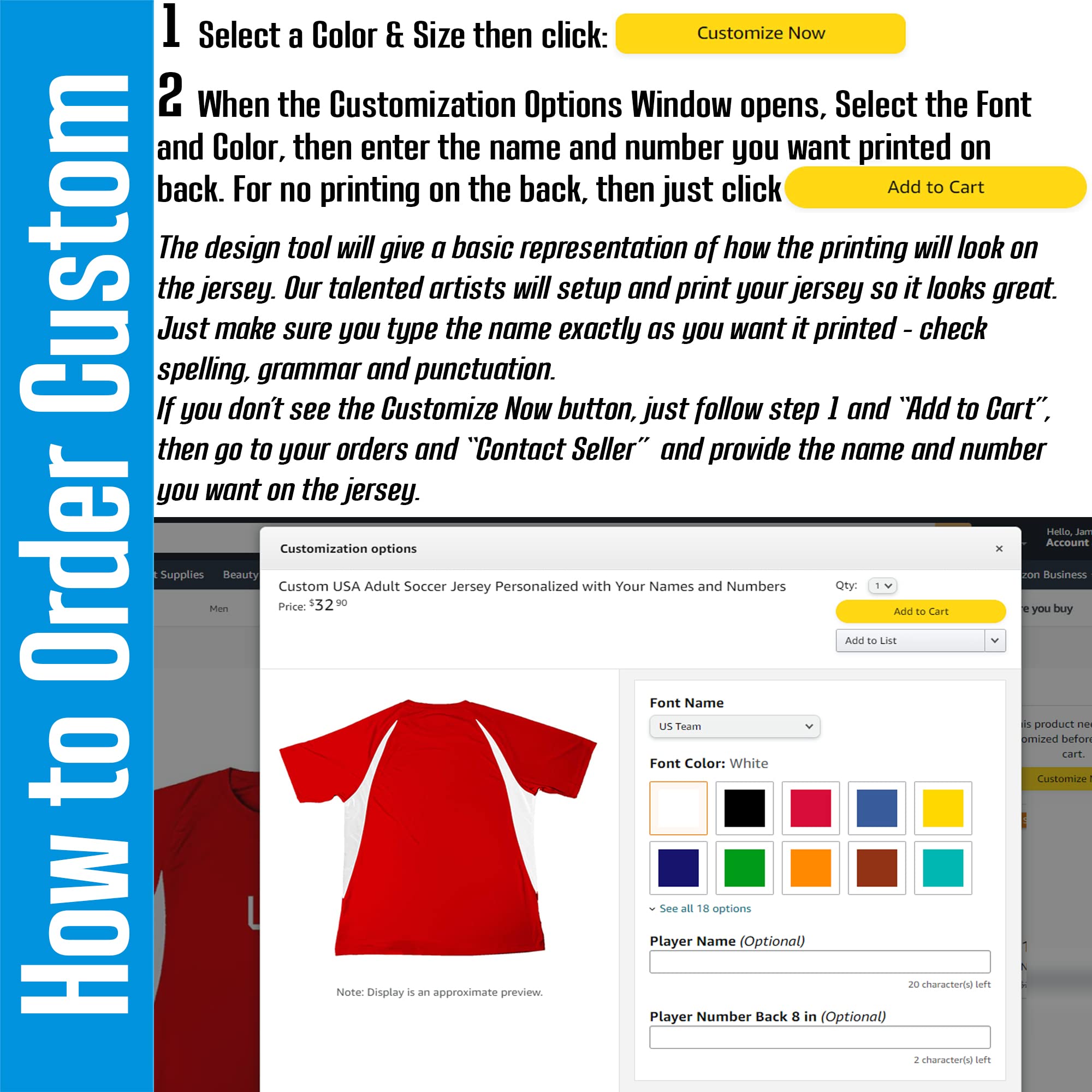 Custom USA Soccer Jersey - Personalized with Names & Numbers for Men, Women & Kids - Perfect for Games, Training & Fan Support
