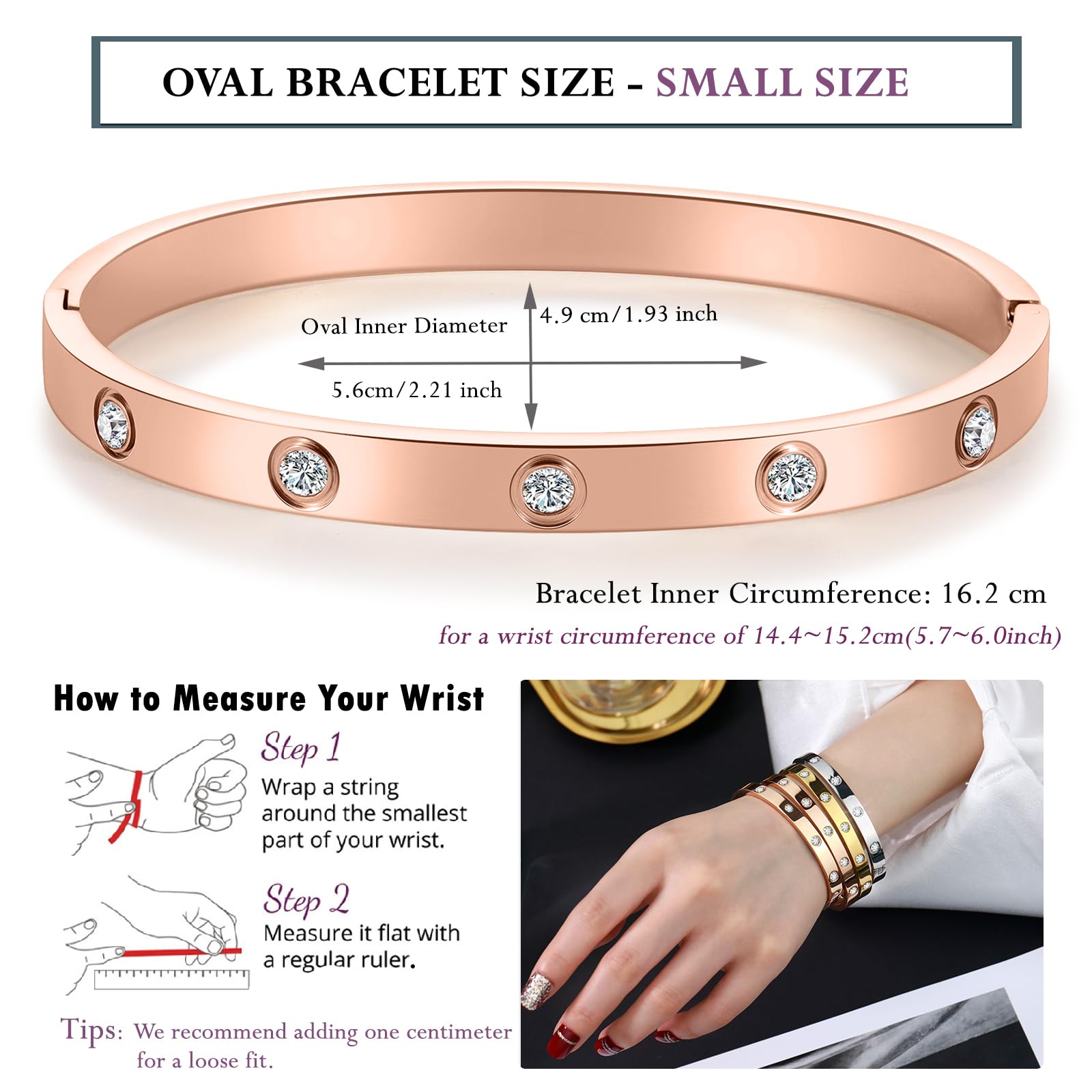 Elegant Gold Bracelets for Women - Friendship & Love Bangle Bracelet with Cubic Zirconia, Stainless Steel Jewelry - Perfect Birthday Gifts, Stocking Stuffers & Everyday Wear Accessories for Her