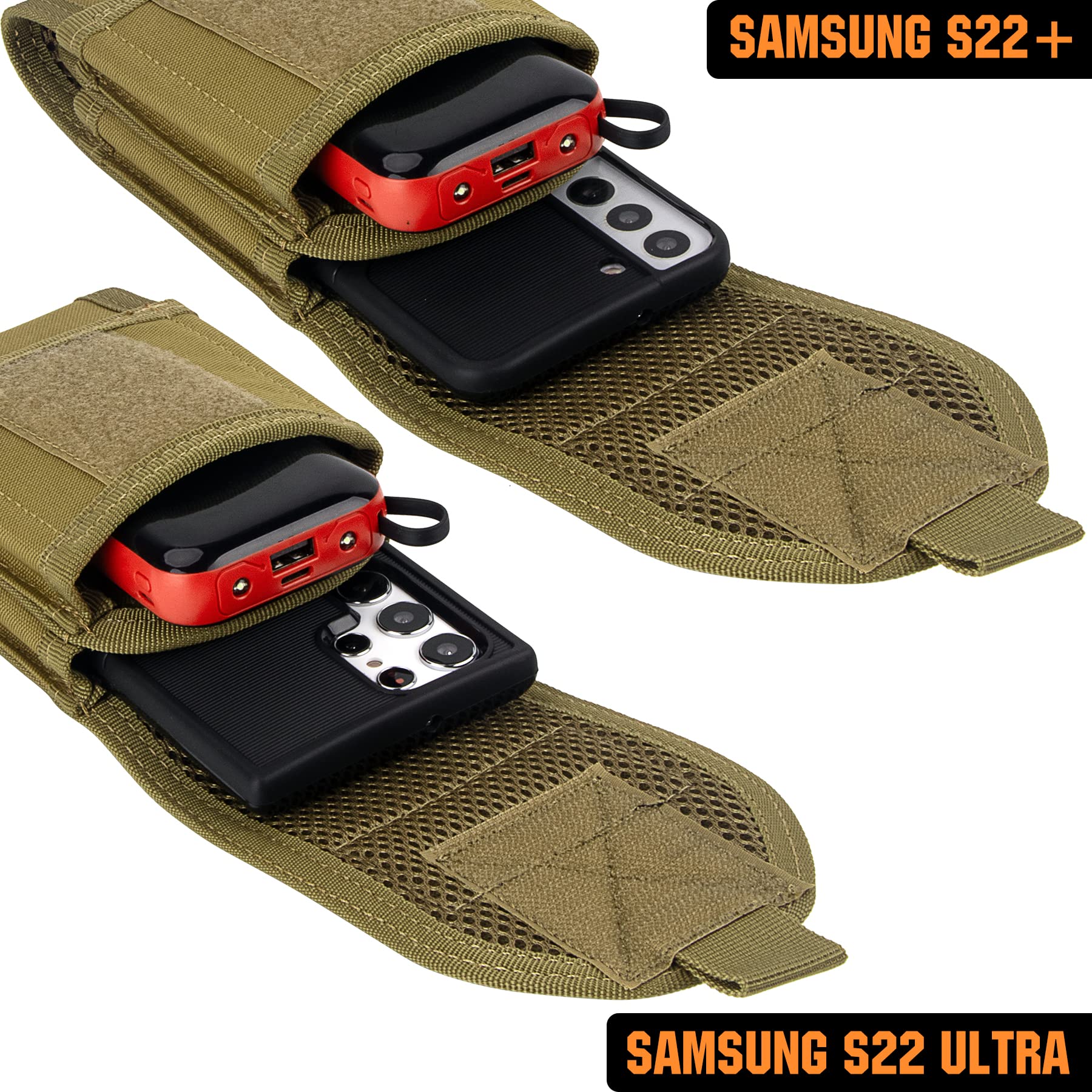 Tactical Molle Belt Pouch with Flag Patch - Double Capacity Phone Holster for iPhone 16 Pro Max/16 Pro/15 Pro Max/14 Pro Max/13 Pro Max/12 Pro Max/11 Pro Max & Samsung S24 - Large Size with Extra Stiffness - Perfect for Outdoor Activities, Hiking, Camping and Military Use