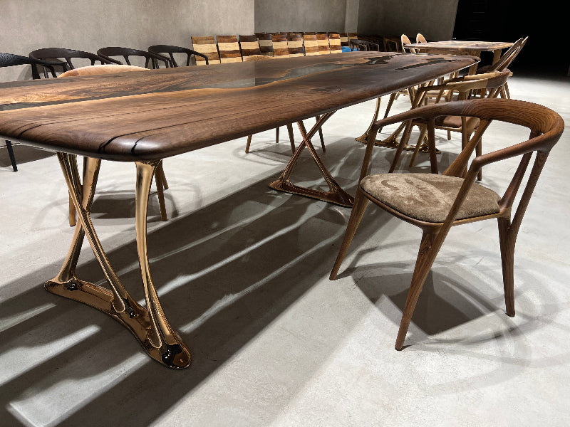 Custom Epoxy Resin Dining Table - Handmade Osso Wood & Resin Live Edge Table for Modern Dining Room, Kitchen, Restaurant & Office Decor