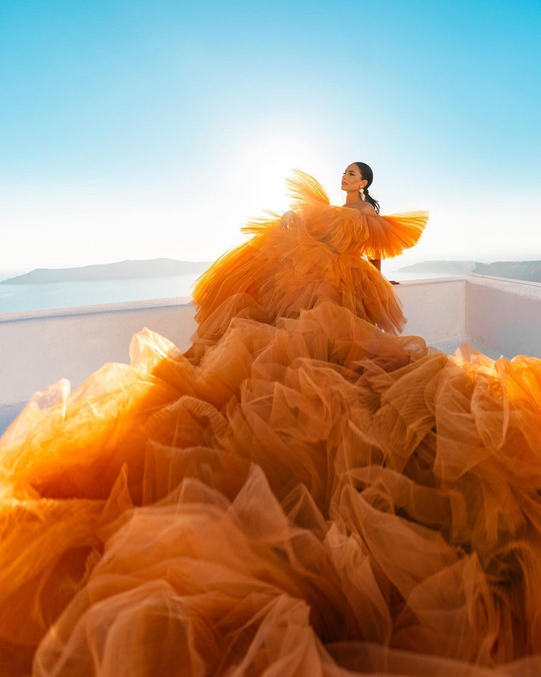 Flying Dress for Photoshoots - Custom Flowy Net Dress for Beach, Sunset & Maternity Photography | Elegant Flying Dress for Women