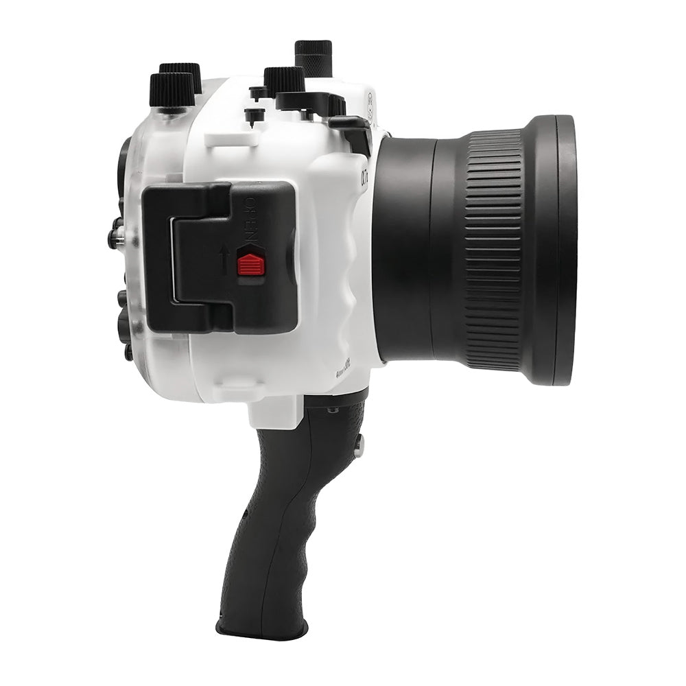 Sony A7 II NG V.2 Series 40M/130FT Waterproof Underwater Camera Housing with Pistol Grip - Standard Port - White - Perfect for Scuba Diving, Snorkeling & Marine Photography
