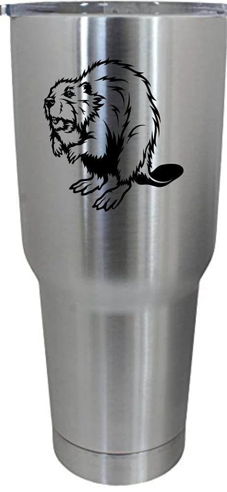 Beaver-Themed 30oz Stainless Steel Tumbler with Zoo Animal Etching - Double-Wall Vacuum Insulated Travel Mug for Hot & Cold Drinks - Perfect for Camping, Hiking and Outdoor Adventures