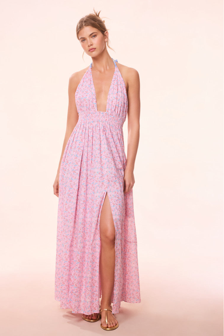 Love Re Edition Floral Halter Dress - Women's Summer Boho Maxi Dress for Beach Vacation, Wedding Guest & Date Night Outfits