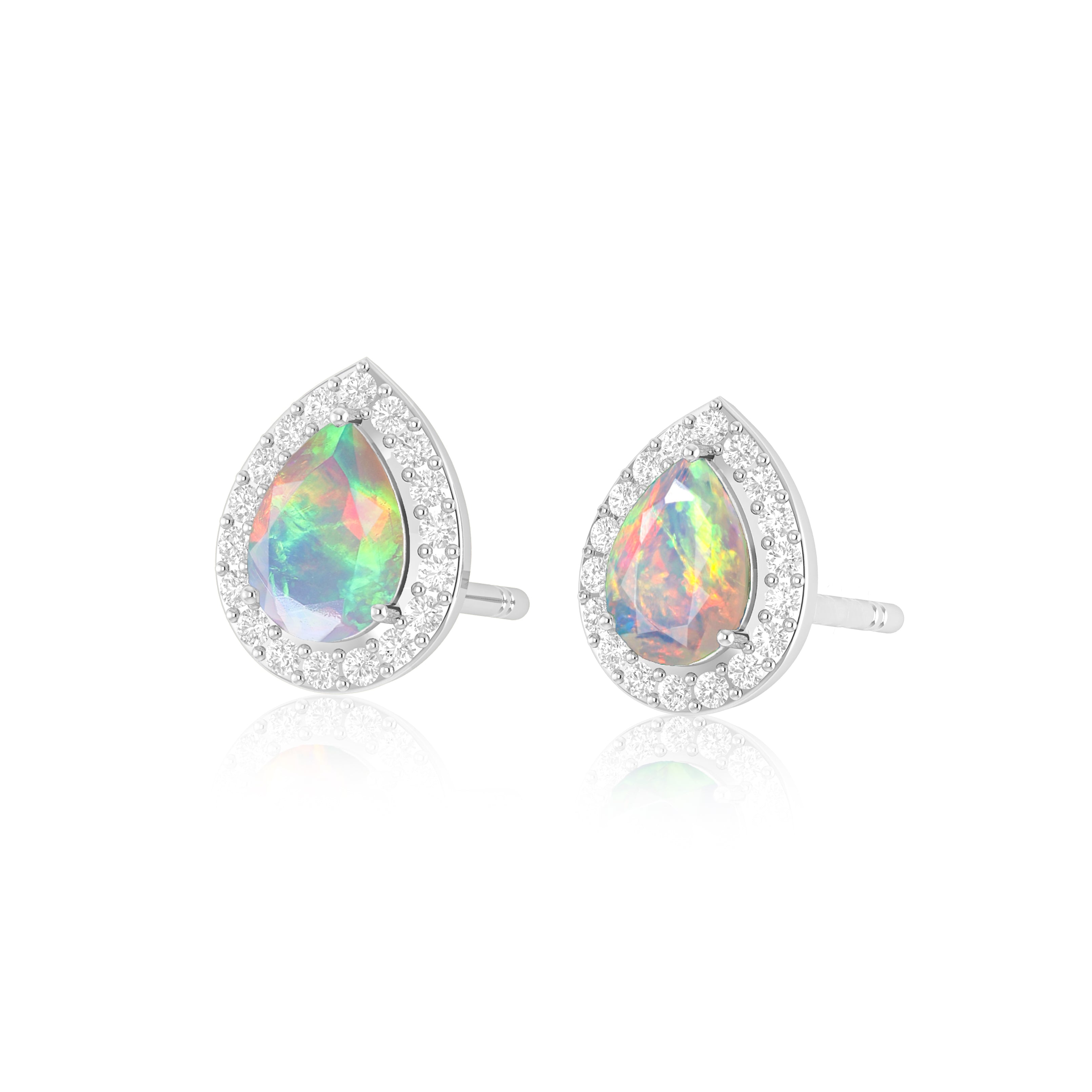 Natural Fire Opal Stud Earrings for Women - Genuine Pear-Shaped Opal Gemstone Jewelry for Everyday Wear & Special Occasions