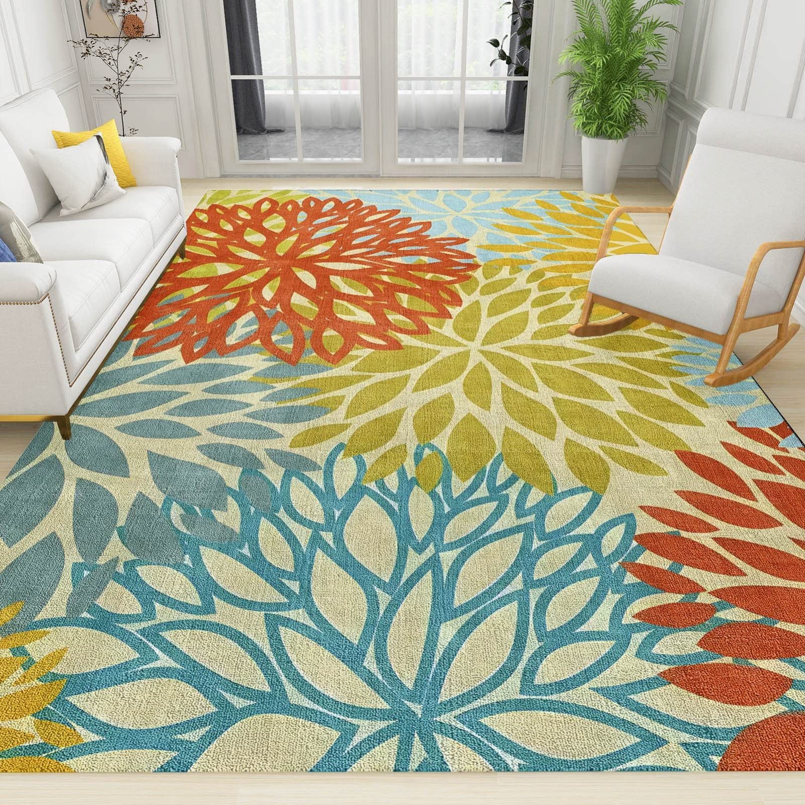 Dahlia Petals Non-Slip Area Rug 5'3