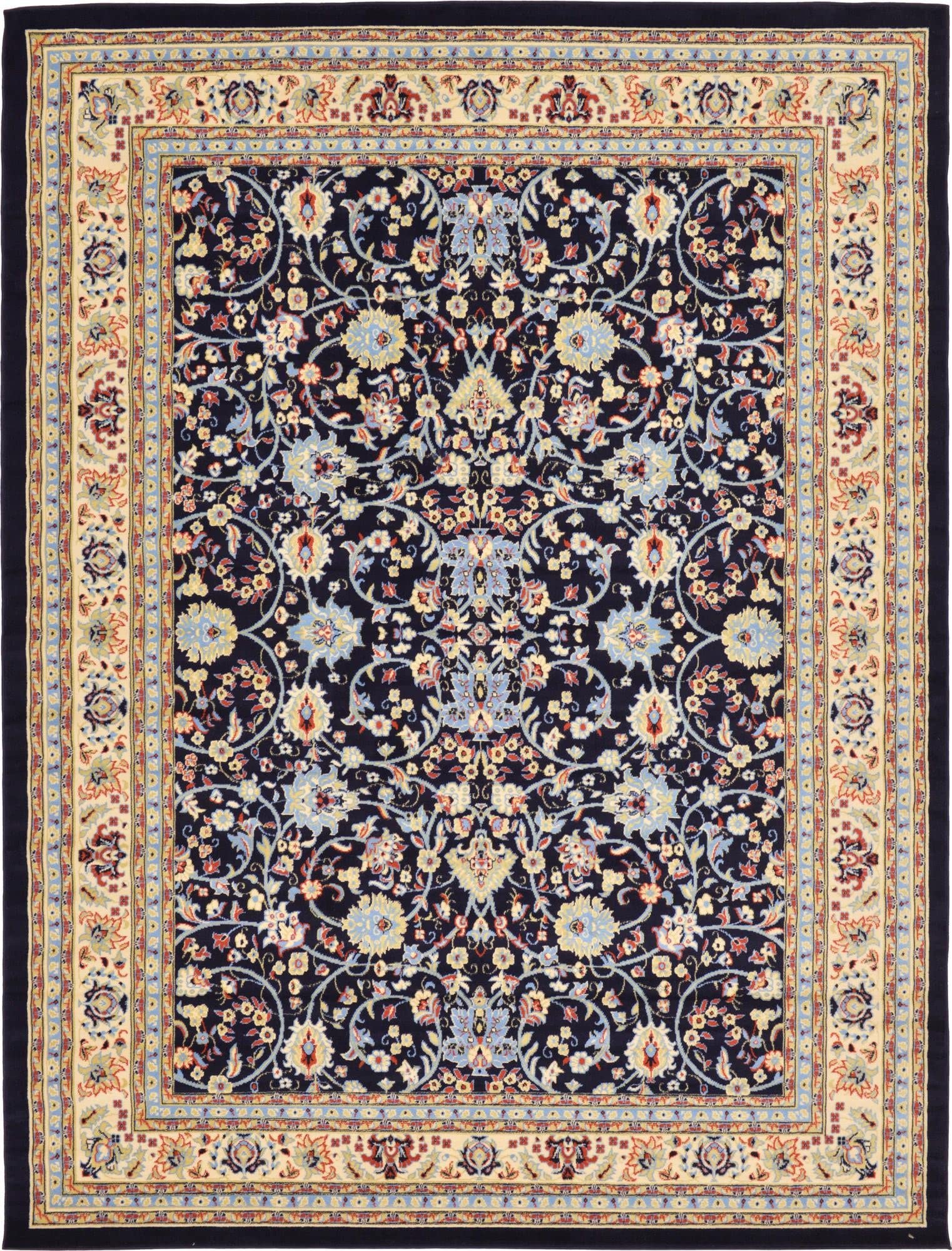 Premium 9' x 12' Navy Blue Area Rug - Yasmin Collection Soft Medium Pile Rug for Living Room, Dining Room & Open Floor Plans | Durable & Stylish Home Decor for Family Gatherings & Entertaining