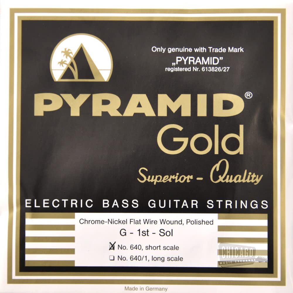 Pyramid Gold Flatwound Short Scale Bass Guitar Strings 40-100 Gauge - Premium Quality for Jazz, Blues & Rock - Perfect for Fender Mustang, Gibson EB & Other Short Scale Bass Guitars