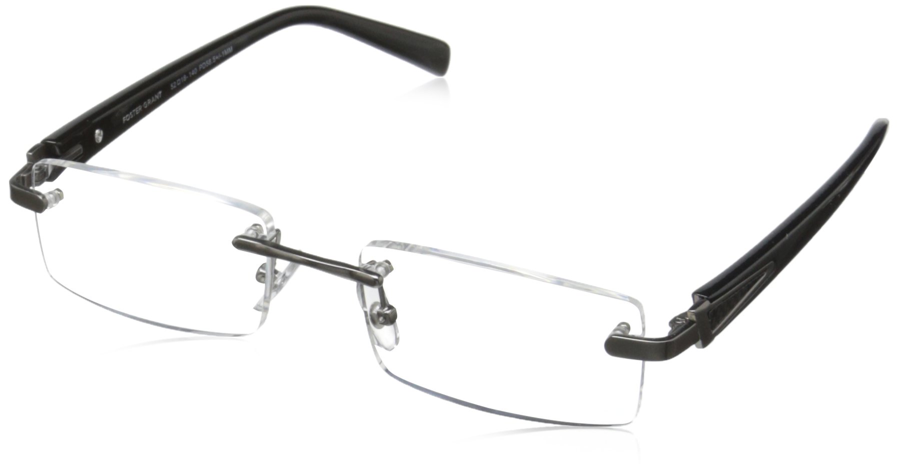 Foster Grant Men's Matrix Square Reading Glasses +1.50 to +3.50 Strength | Lightweight Metal Frame | Blue Light Blocking | Perfect for Office, Reading & Computer Use