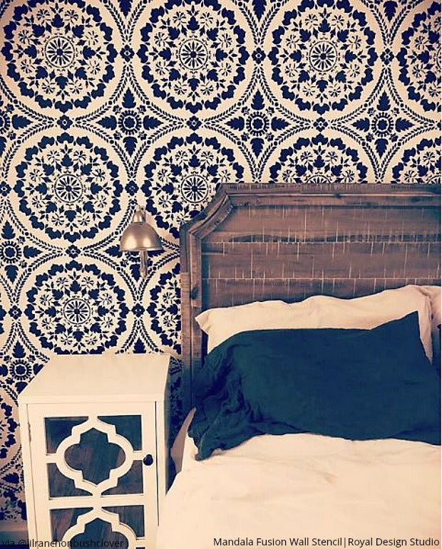 Mandala Fusion Tile Stencil - Reusable DIY Painting Template for Wall, Floor & Furniture Decoration - Perfect for Home, Yoga Studios & Meditation Spaces