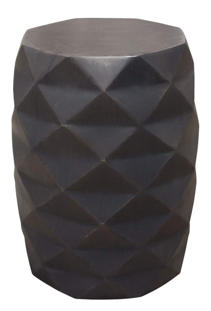 Fig Diamond Sofa Solid Mango Wood Accent Table in Grey Finish - Modern Side Table for Living Room, Bedroom & Office - Perfect for Coffee, Books & Decor