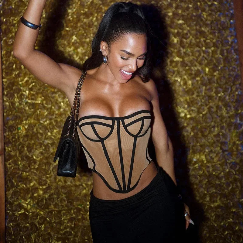 Sexy Backless Corset Top for Women - Sleeveless Bustier Crop Top for Summer, Club & Party Wear | Slim Fit Corset Tops for Night Out, Date Night & Special Occasions