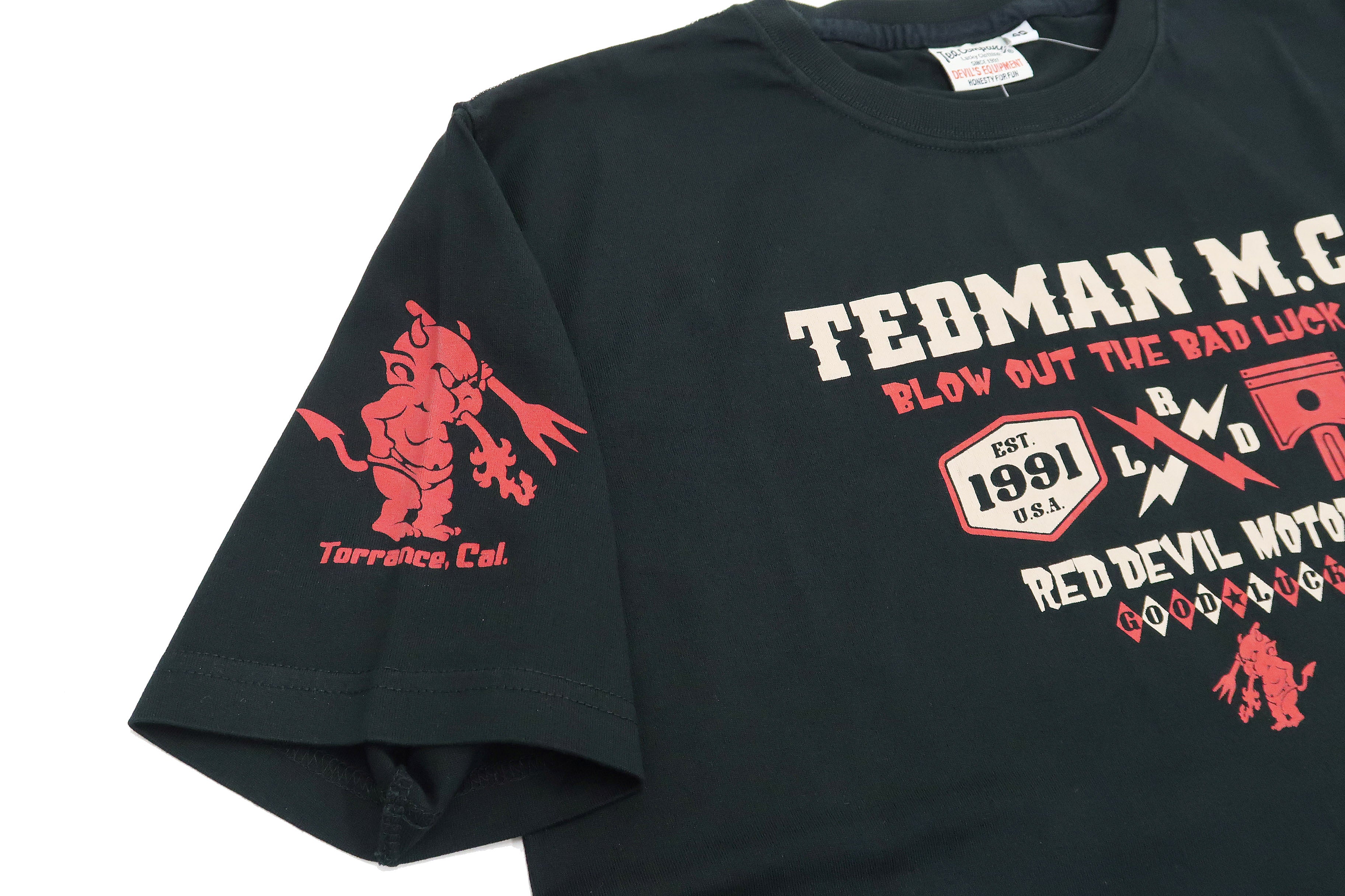Tedman Men's Lucky Devil Military Graphic Short Sleeve T-Shirt - Black | Casual Streetwear & Vintage Style Tee for Everyday Wear, Parties, and Gifts
