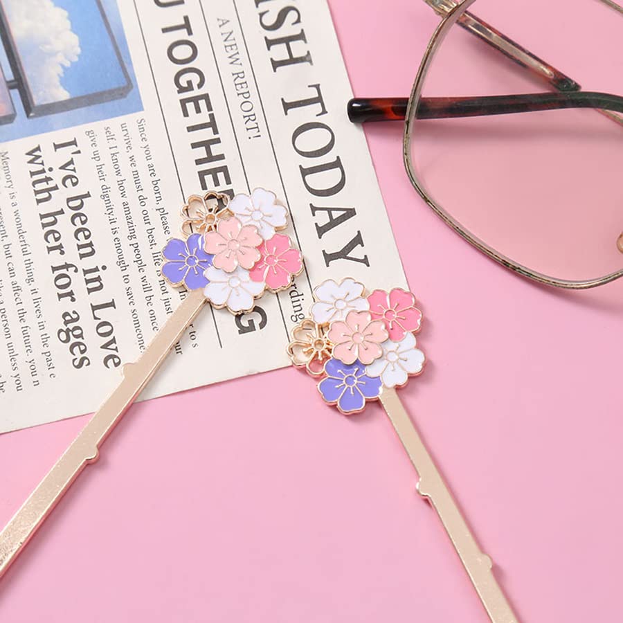 Elegant Sakura Flower Metal Bookmarks Set of 2 - Japanese Cherry Blossom Bookmark for Readers, Gifts & Book Lovers - Perfect for Journals, Novels, Bible & Planner Accessories