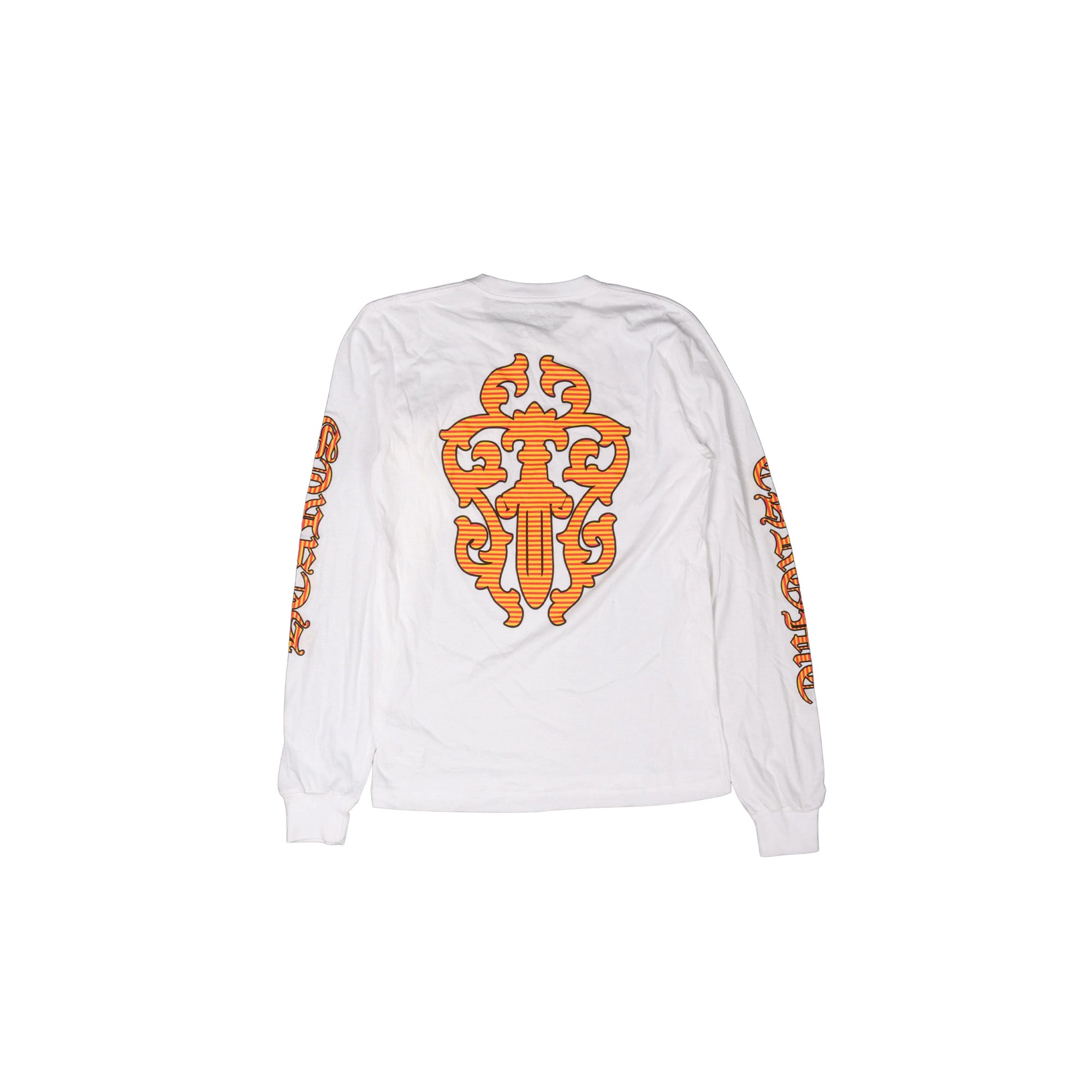 Chrome Hearts Long Sleeve Striped Pocket T-Shirt for Men - White & Yellow Casual Streetwear Top for Everyday Wear & Fashion Outfits