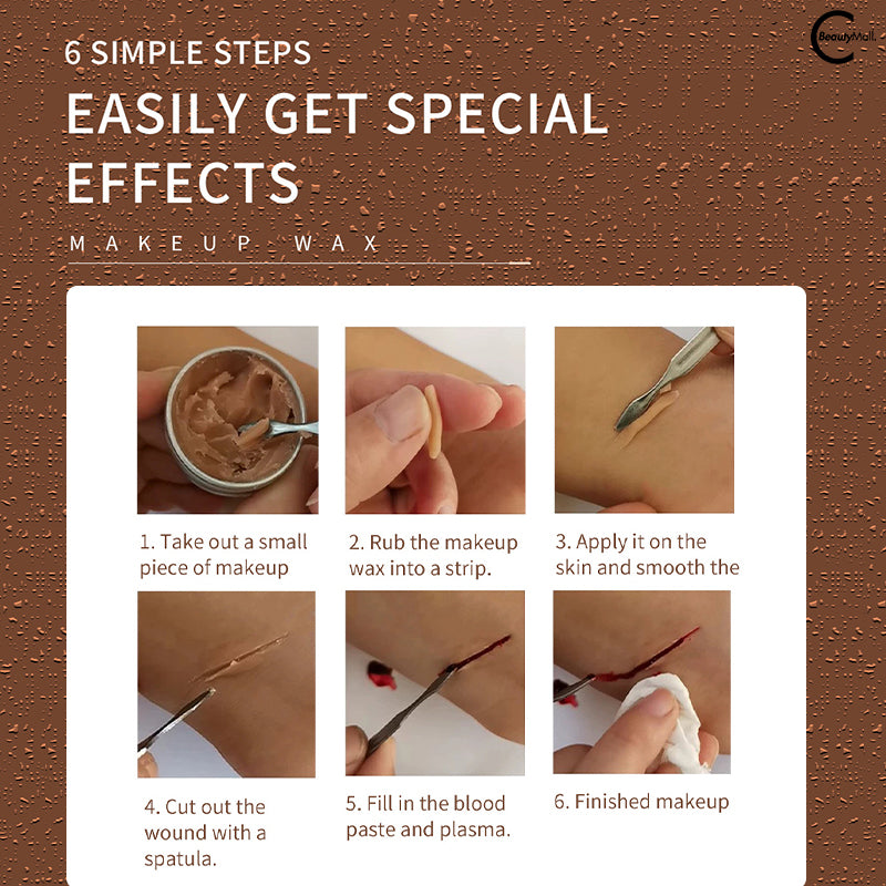 VERONNI Professional Scar Wax for Special Effects Makeup - Realistic Fake Wounds & Cuts for Halloween, Cosplay & Theater - Easy to Apply & Blend SFX Makeup Kit