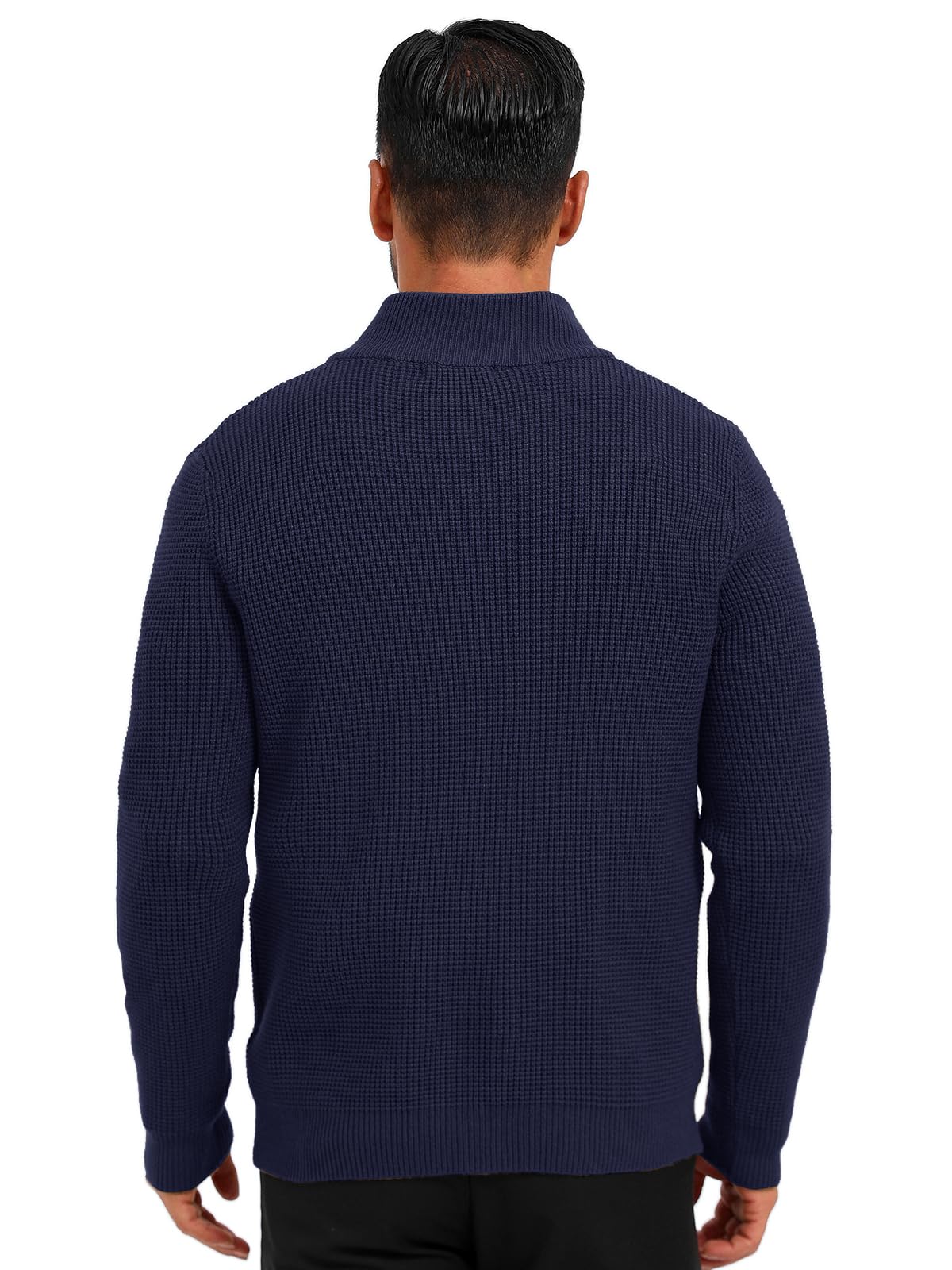 ALLOVIN Men's Quarter Zip Sweater - Waffle Knit 1/4 Zip Mock Neck Long Sleeve Pullover for Fall & Winter | Casual Office Wear, Outdoor Activities, Layering Essential