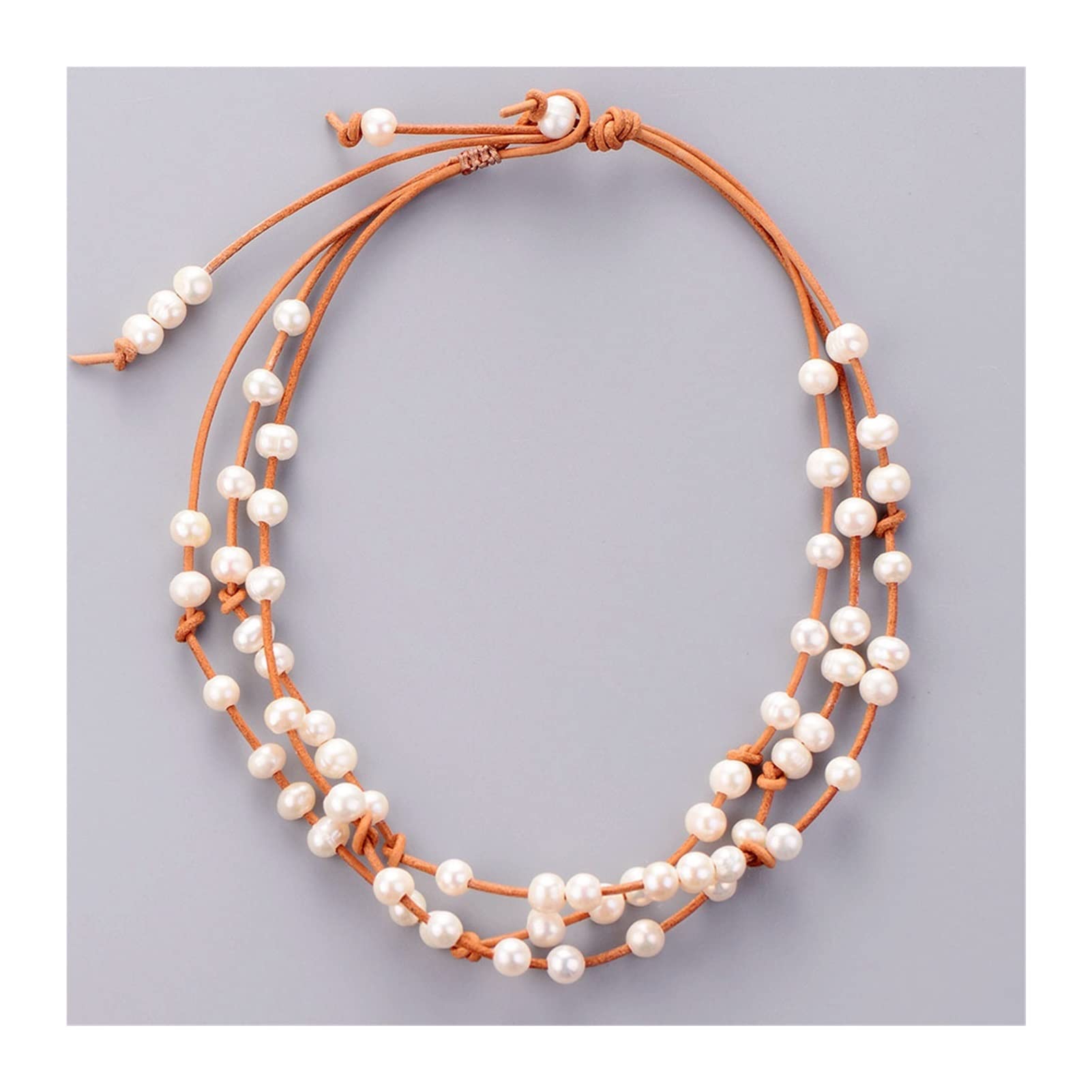 DDJAUTO 3-Layer Pearl Leather Choker Necklace for Women - Elegant Pearl Jewelry for Parties, Weddings & Special Occasions