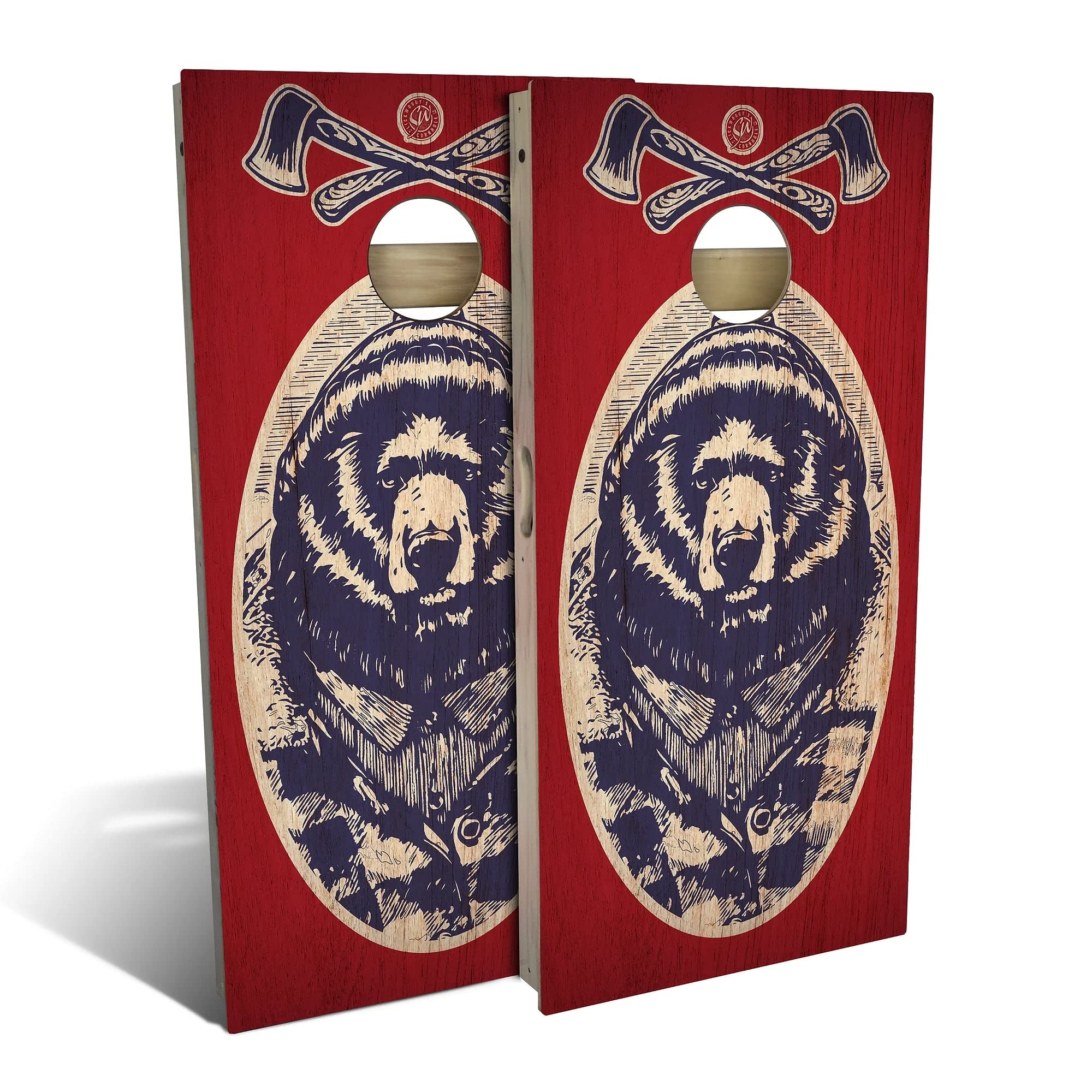 Premium Red & White Bear Cornhole Game Set - 2 Regulation Boards & 8 Bean Bags - Outdoor Lawn Games for Backyard, Tailgating, and Parties