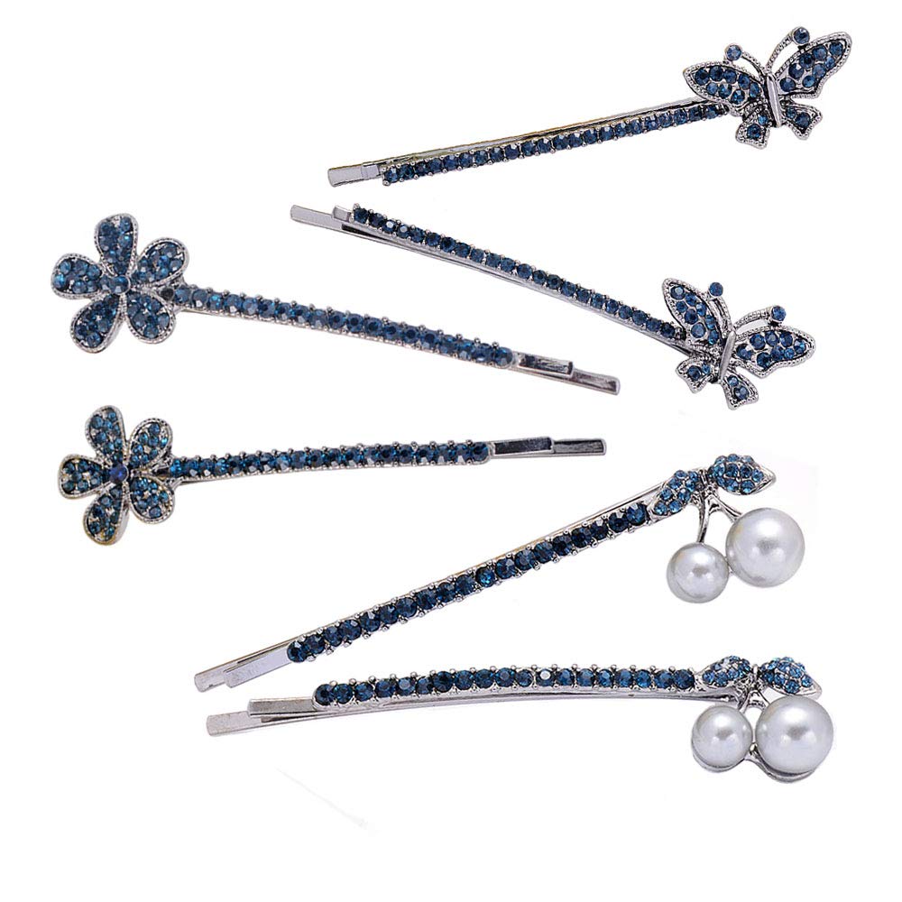 Vintage Butterfly Floral Hair Clips - 6pcs Metallic Bobby Pins & Barrettes for Women & Girls | Perfect for Weddings, Parties & Everyday Hair Styling