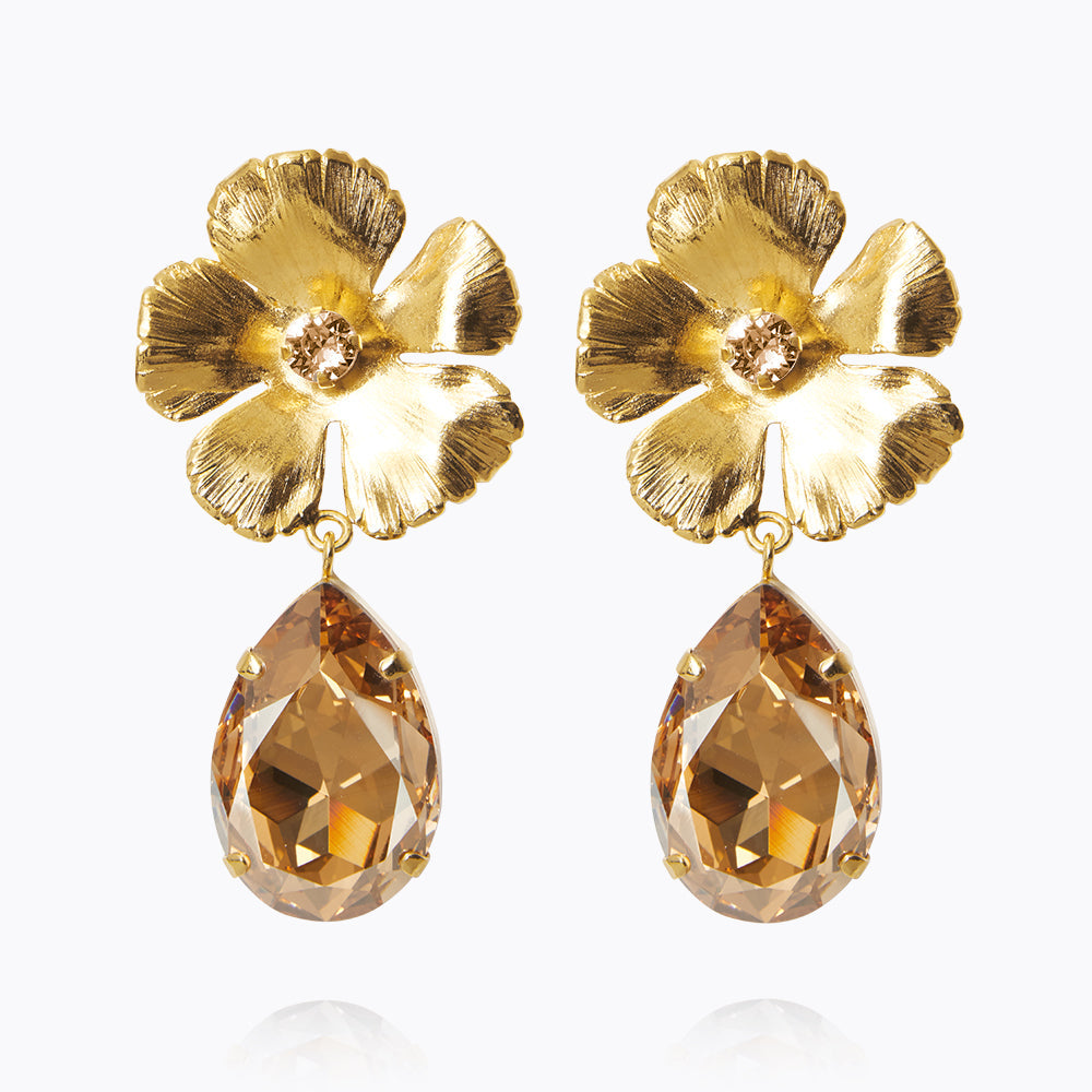 Anemone Perfect Earrings - Golden Shadow Dangle Earrings for Women | Elegant Floral Jewelry Gift for Party, Wedding & Special Occasions