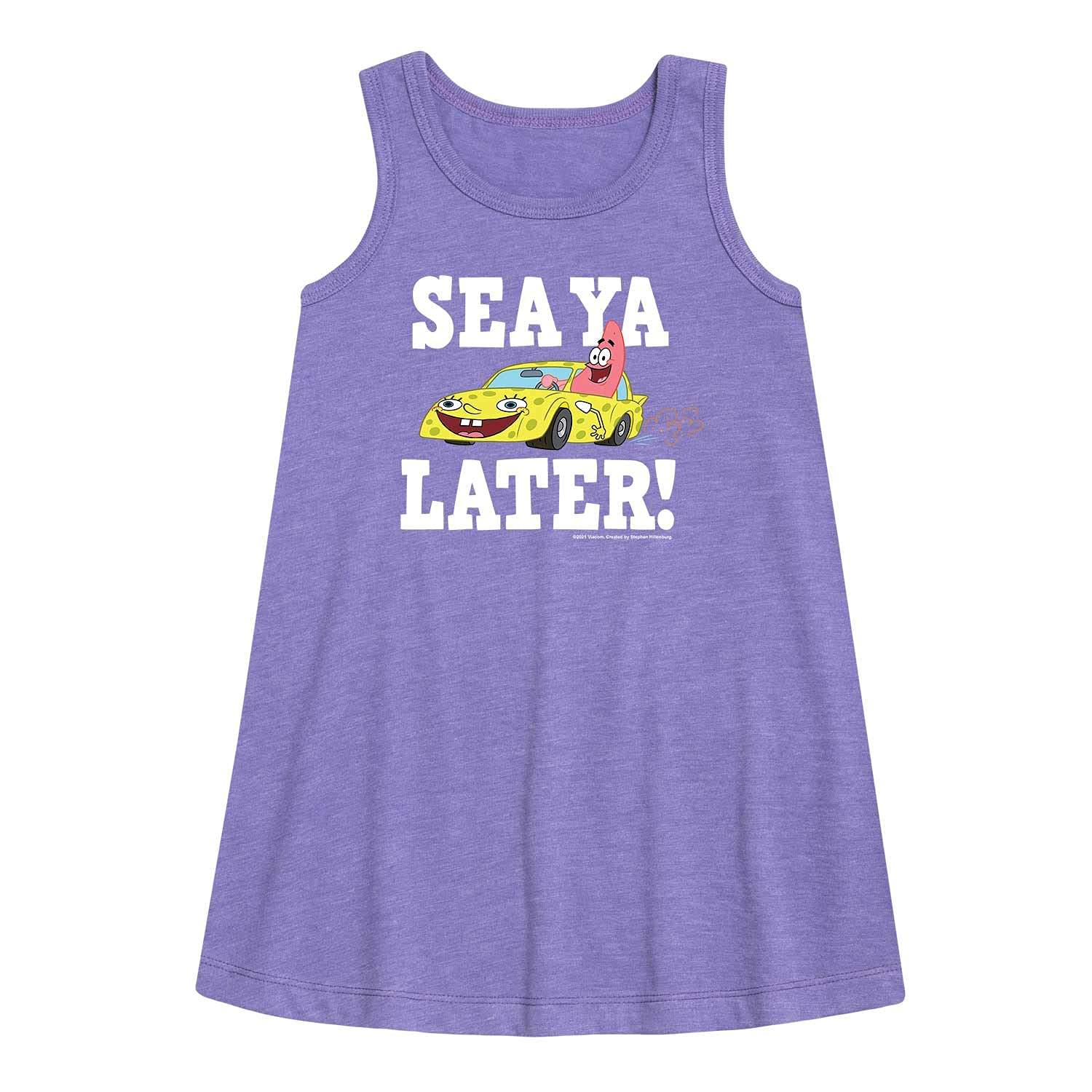 HYBRID APPAREL Spongebob Squarepants Sea Ya Later A-Line Dress for Toddler & Youth Girls - Cute Cartoon Character Outfit for Birthday, Party & Casual Wear