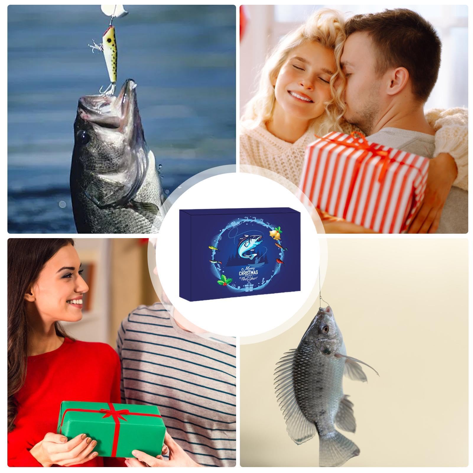 24-Day Fishing Advent Calendar - Countdown to Christmas with 24 Fishing Lures - Perfect Gift for Adult Men & Teen Boys - Great for Holiday Fishing Trips & Outdoor Adventures