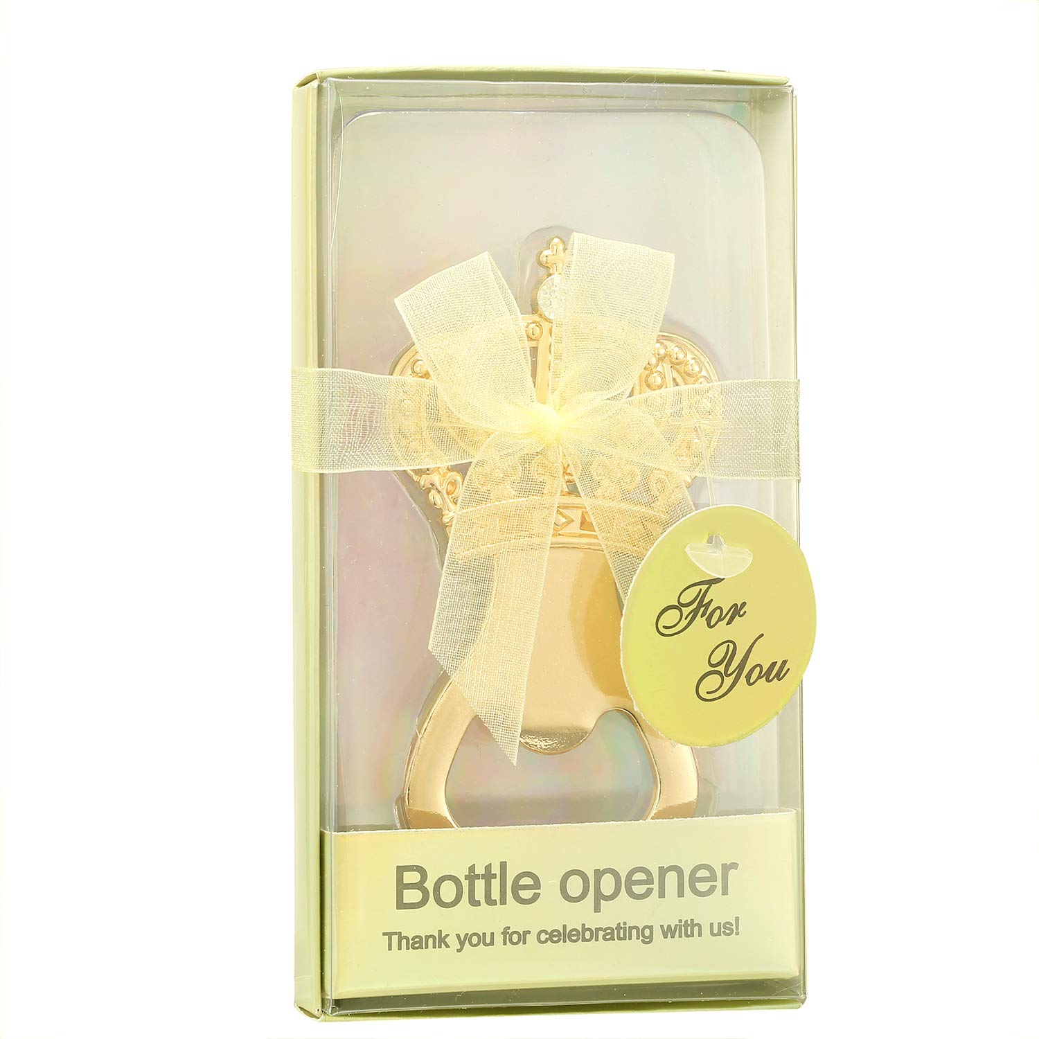 48-Pack Gold Crown Bottle Openers - Elegant Wedding Favors, Party Souvenirs for Guests, Baby Shower & Birthday Party Decorations - Premium Bottle Opener Gift Set by Layseri (Crown Gold) - Perfect for Weddings, Bridal Showers, Birthday Parties & Special Events