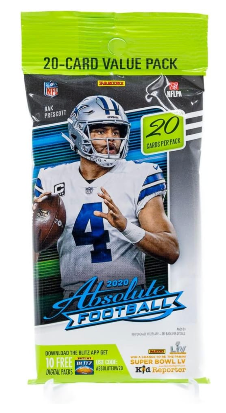 2020 Panini Absolute Football Jumbo Value Pack - 36 Trading Cards with Rookies & Stars | Perfect for Collectors, Fantasy Sports & Gift Giving