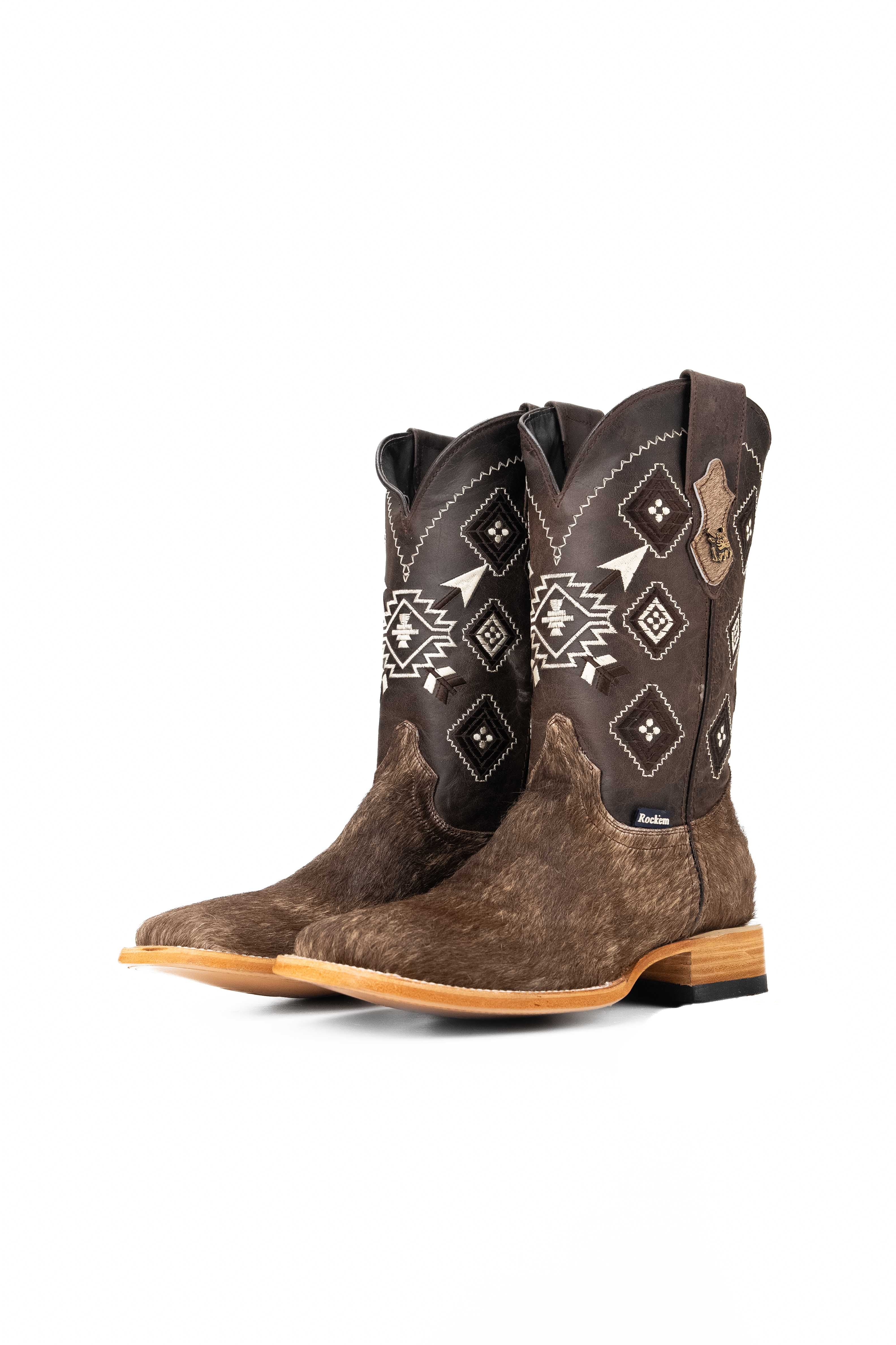 Men's Genuine Cowhide Square Toe Cowboy Boots - Size 9.5 Western Boots for Men - Durable & Comfortable Riding Boots (Perfect for Rodeo, Country Dancing & Outdoor Adventures)